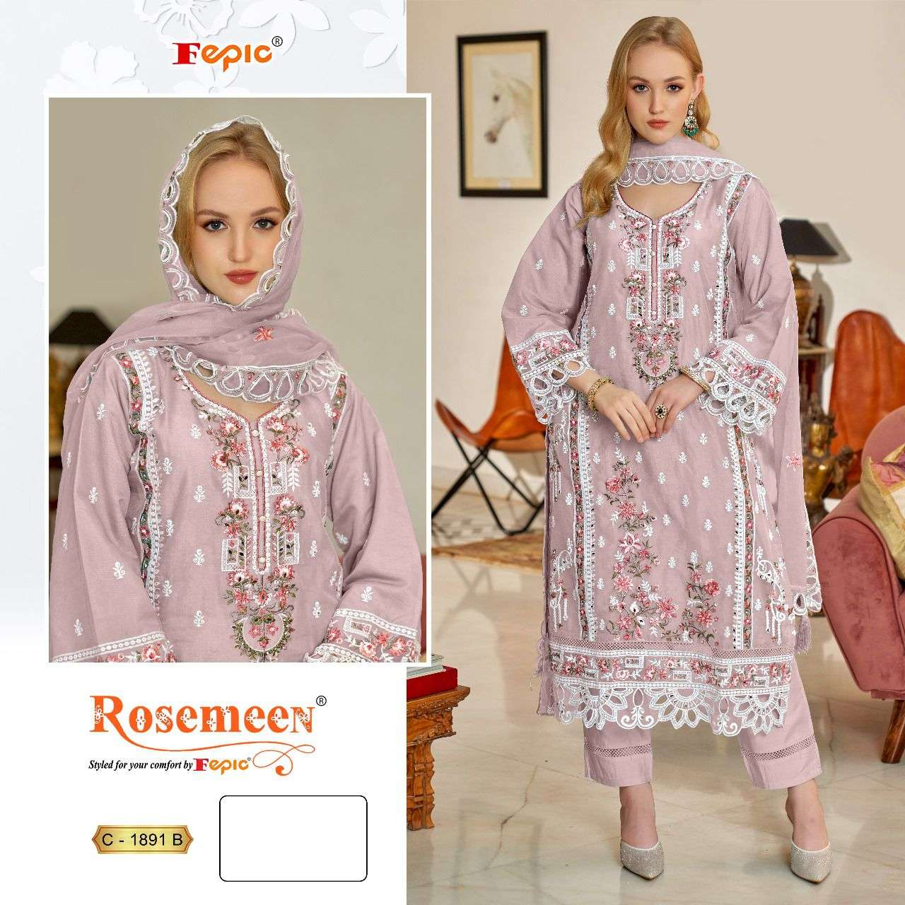 Fepic C 1891 Colors Pakistani Organza Suit Catalog Wholesalers