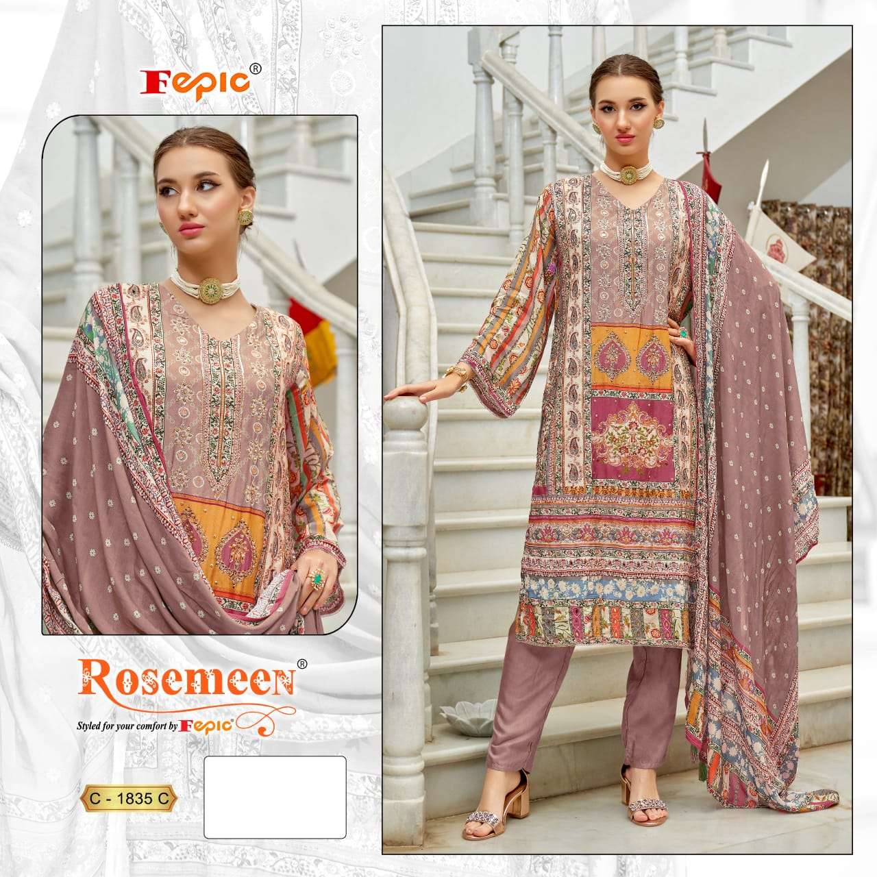 Fepic C 1835 C Latest Designer Muslin Digital Printed Salwar Kameez Collection