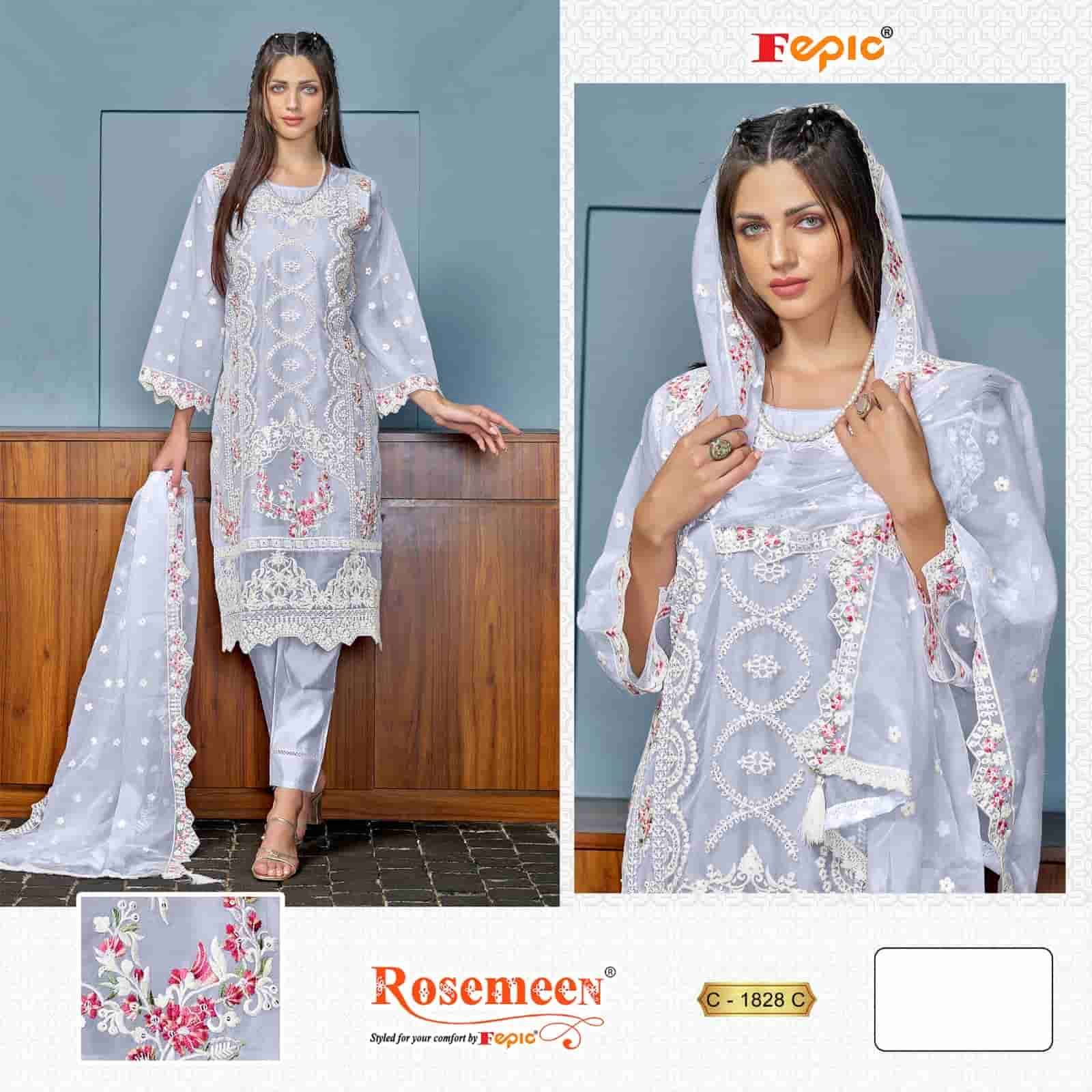 Fepic C 1828 C Exclusive Pakistani Designer Organza Embroidered Suit Collection