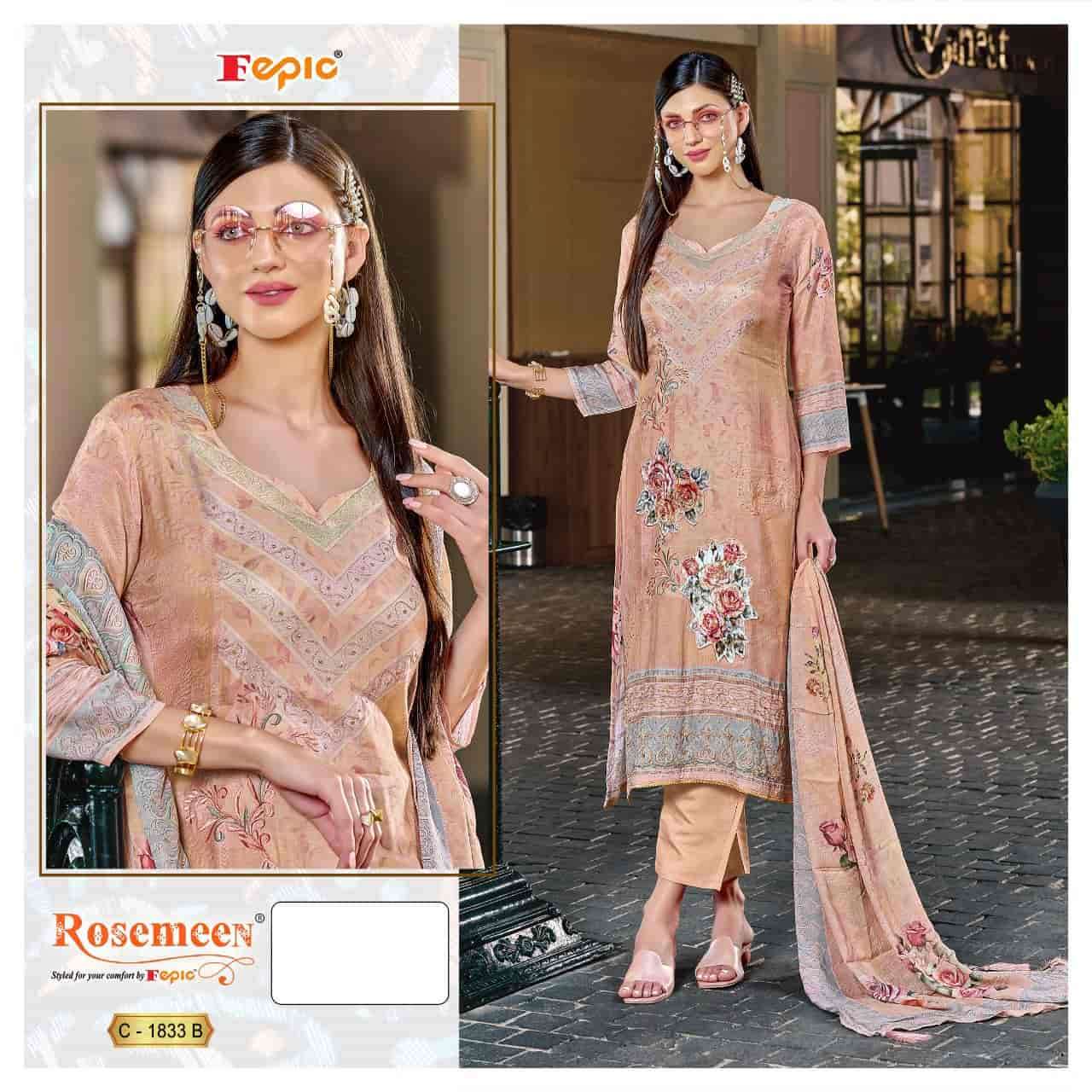 Fepic C 1833 B Latest Designer Pure Muslin Embroidered Pakistani Suit Collection