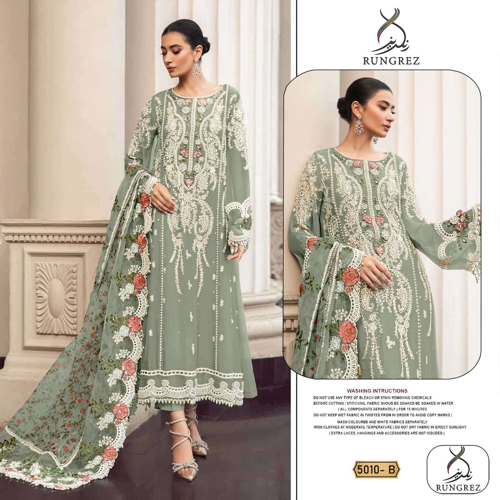 Rungrez 5010 B Latest Exclusive Heavy Designer Pakistani Unstitched Dress Ensemble