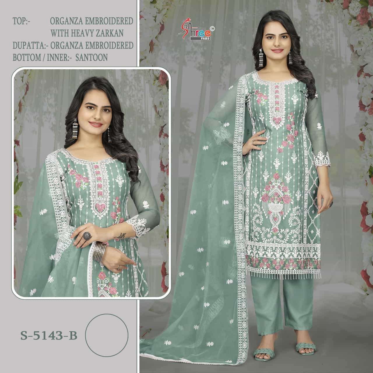 Shree Fabs S 5143 Colors Pakistani Designer Organza Embroidered Suit Wholesalers