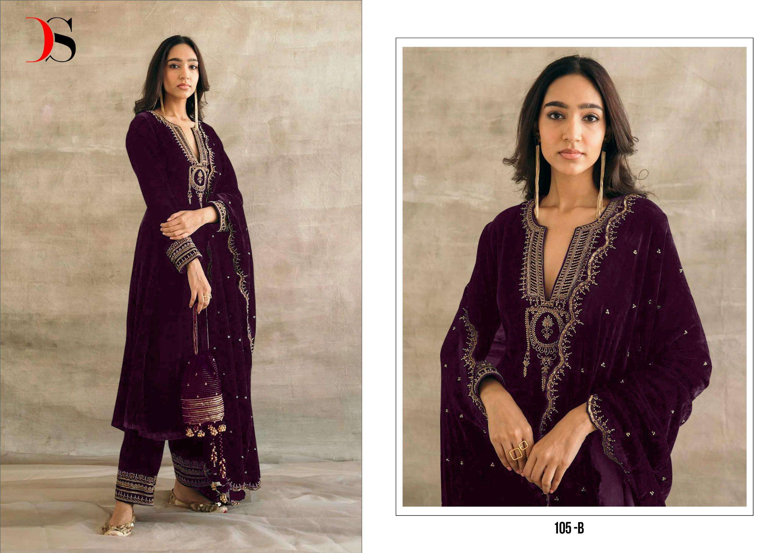 Deepsy D 105 B Festive Wear Style Designer velvet Suit Ensemble