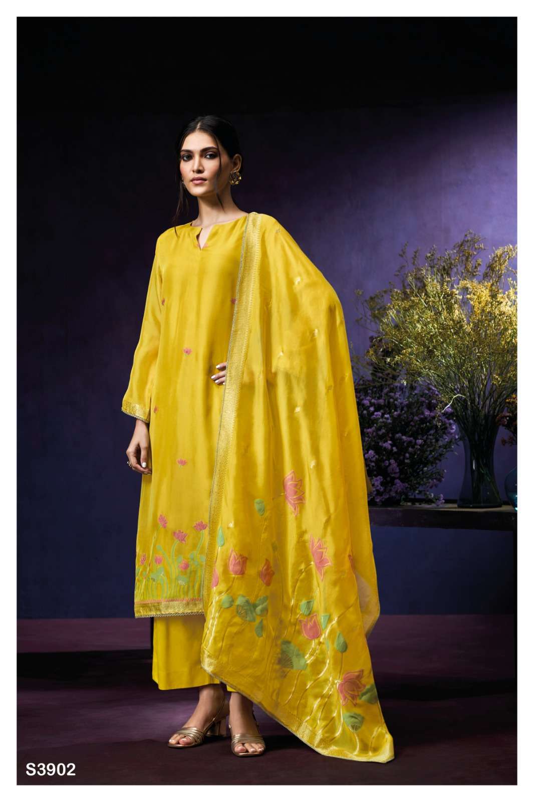 Ganga Fashion Lisha 3902 Designer Silk Ladies Suit Premium Collection