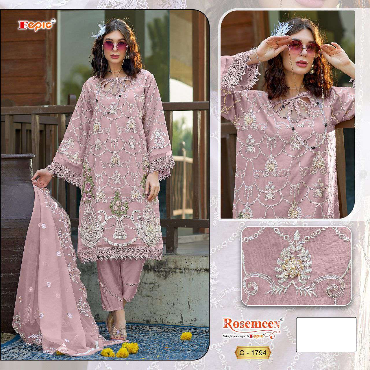 Fepic Rosemeen Organza Pakistani Salwar Suit