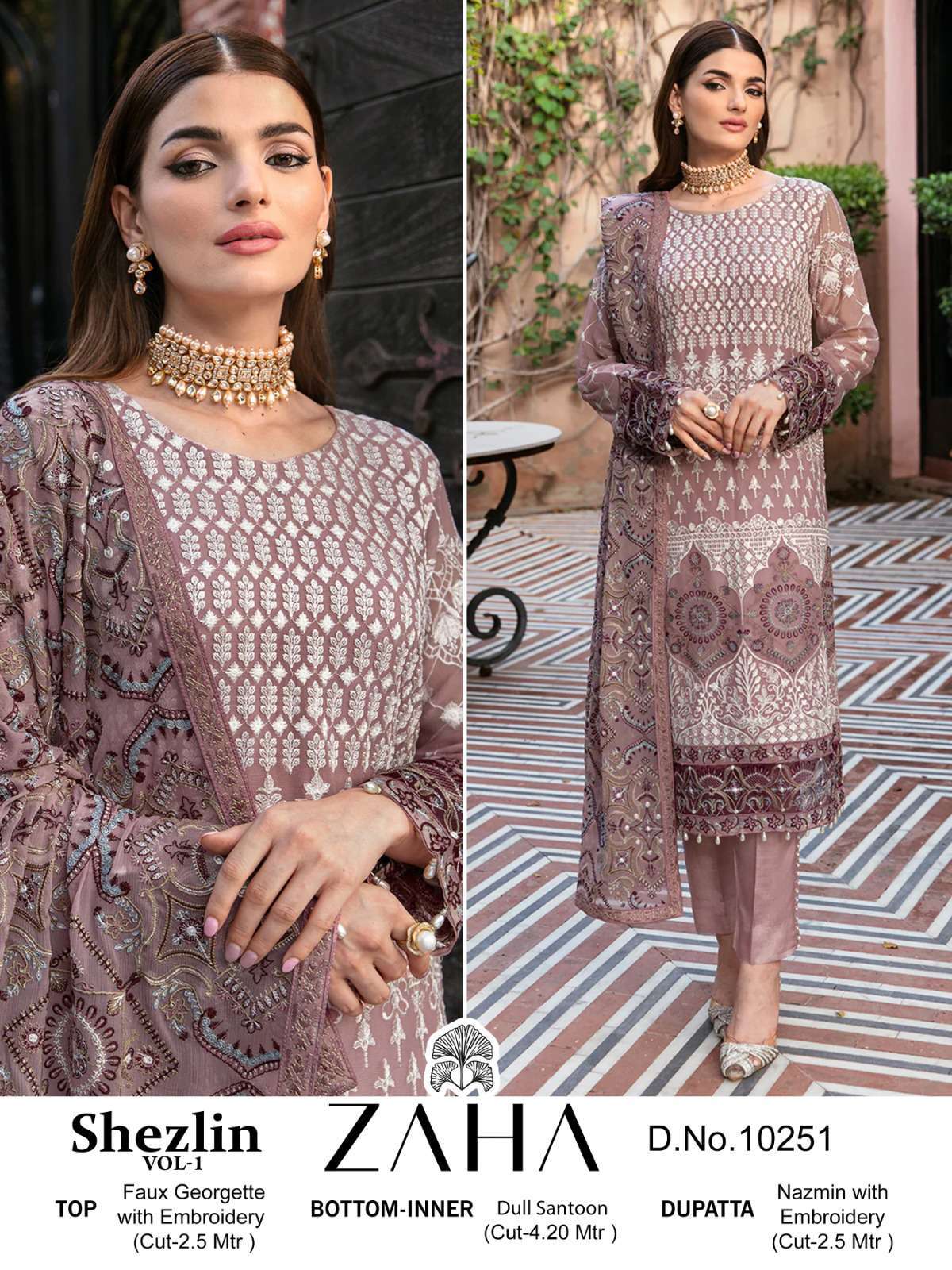 Zaha Shezlin Vol 1 10250 To 10252 Designer Pakistani Suit Catalog Wholesales