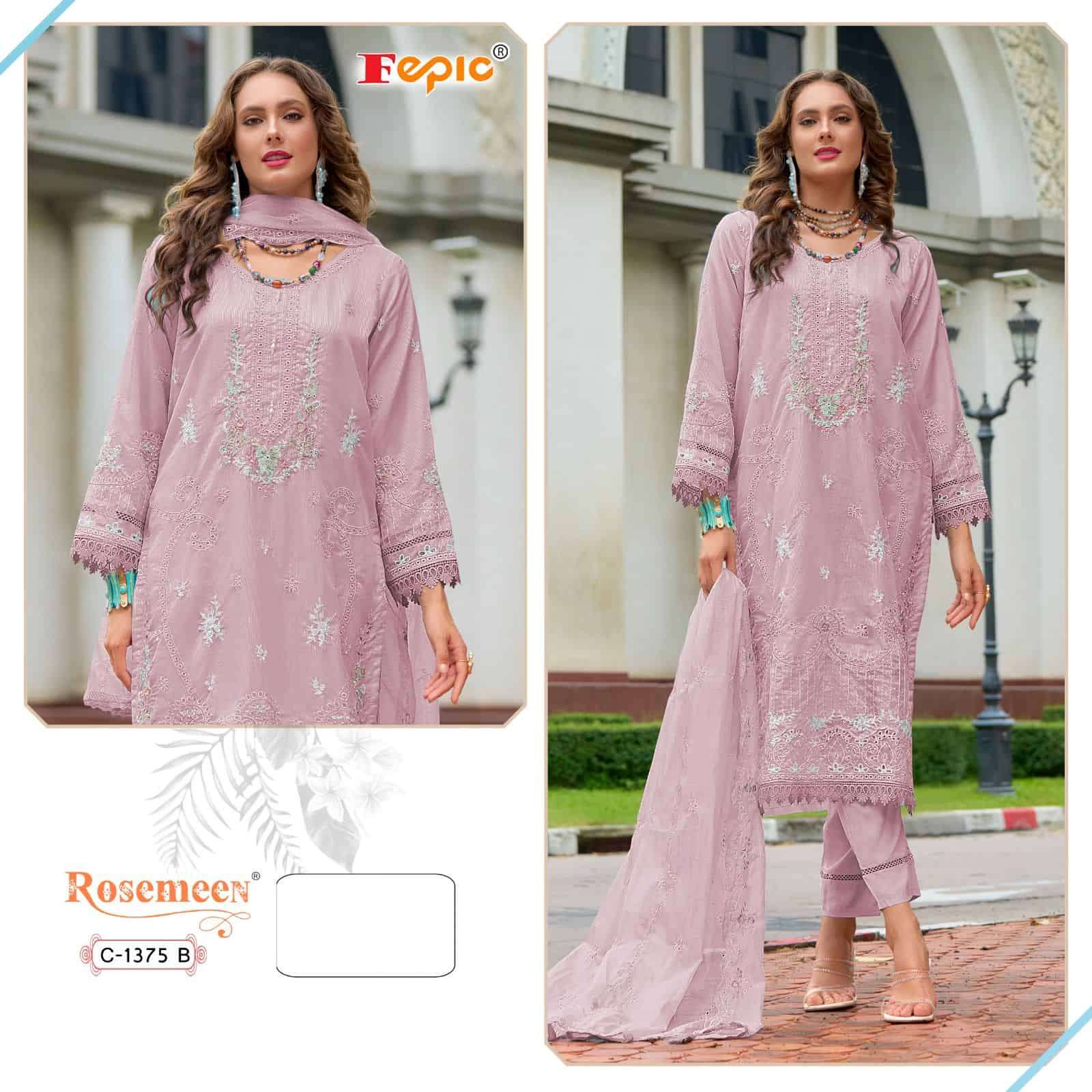 Fepic C 1375 B Fancy Designer Style Pakistani Embroidered Suit Exporter