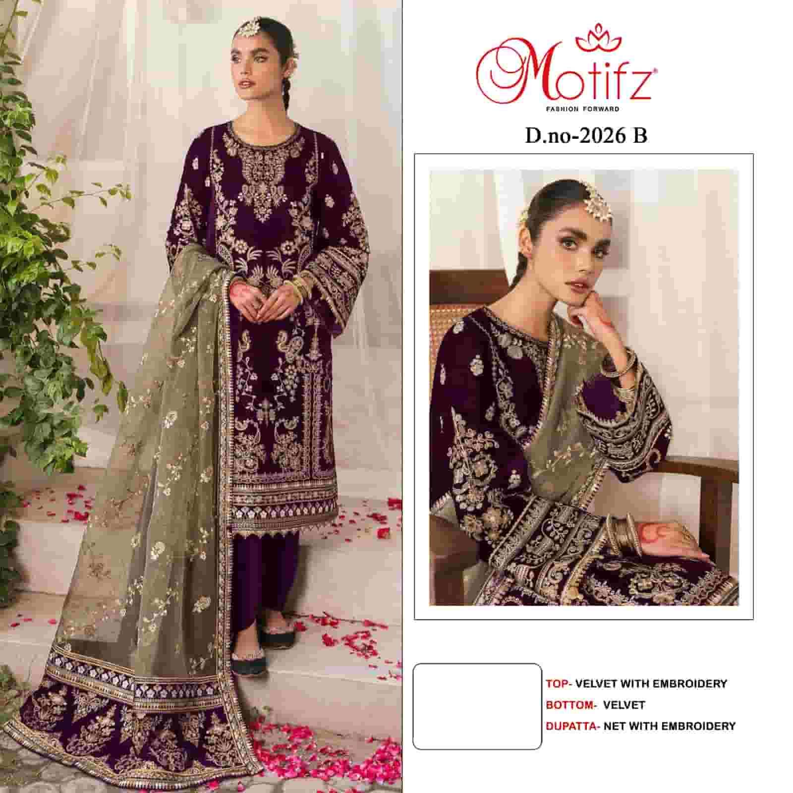 Motifz 2026 B Pakistani Style Designer Velvet Suit Exporter