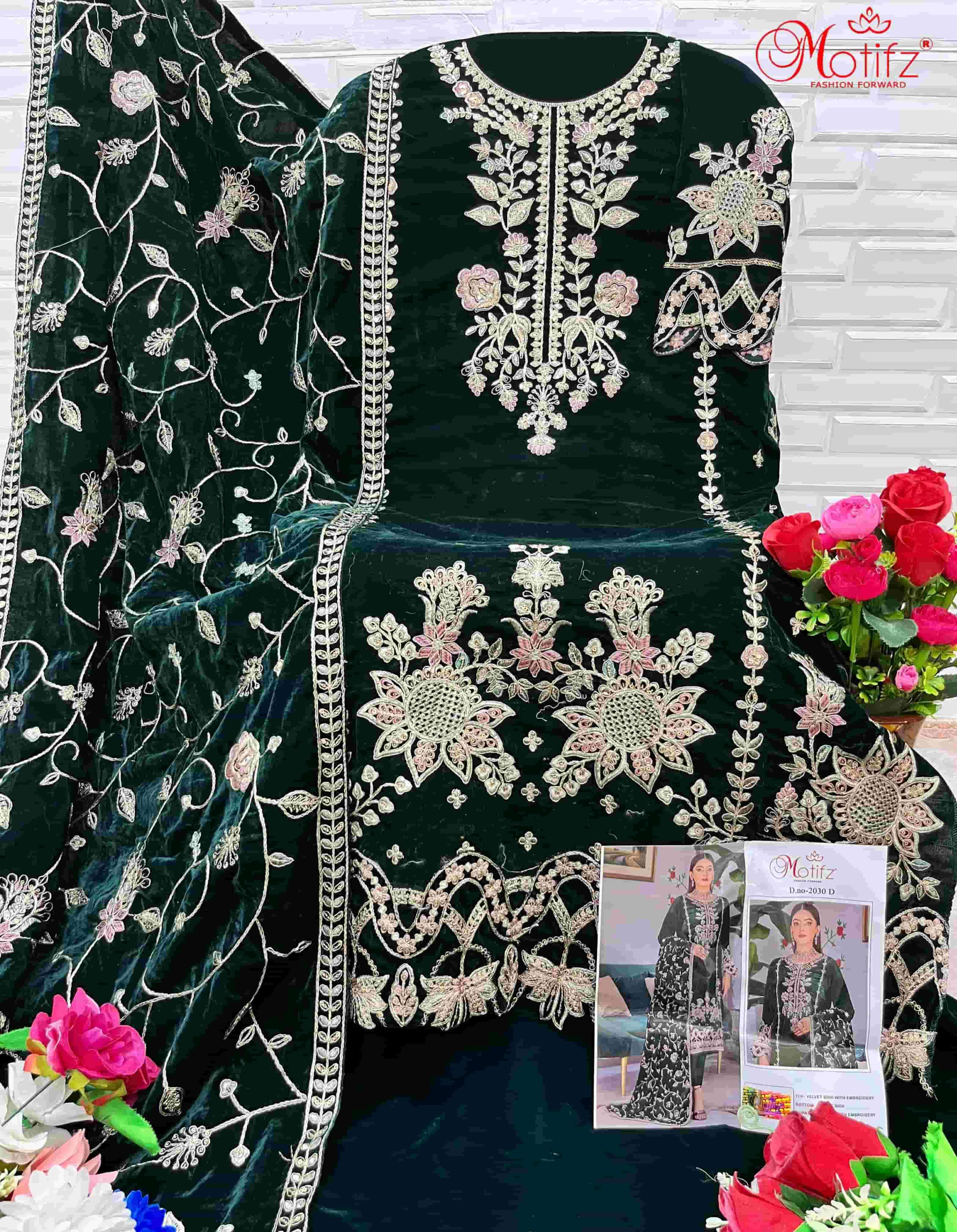 Motifz 2030 D Pakistani Latest Embroidered Designer Salwar Suit Ensemble