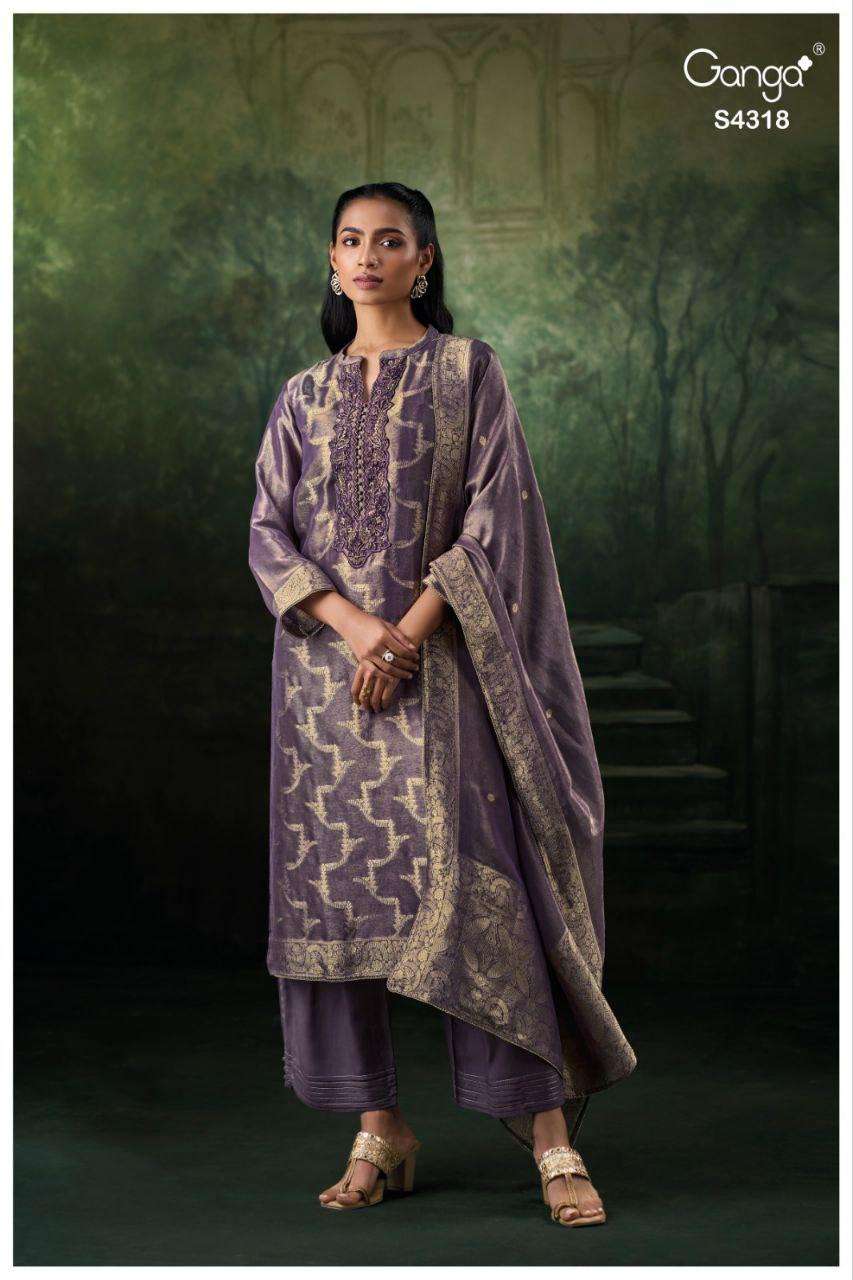 Ganga Fashion Marissa 4318 Pure Bemberg Silk Suit Latest Collection