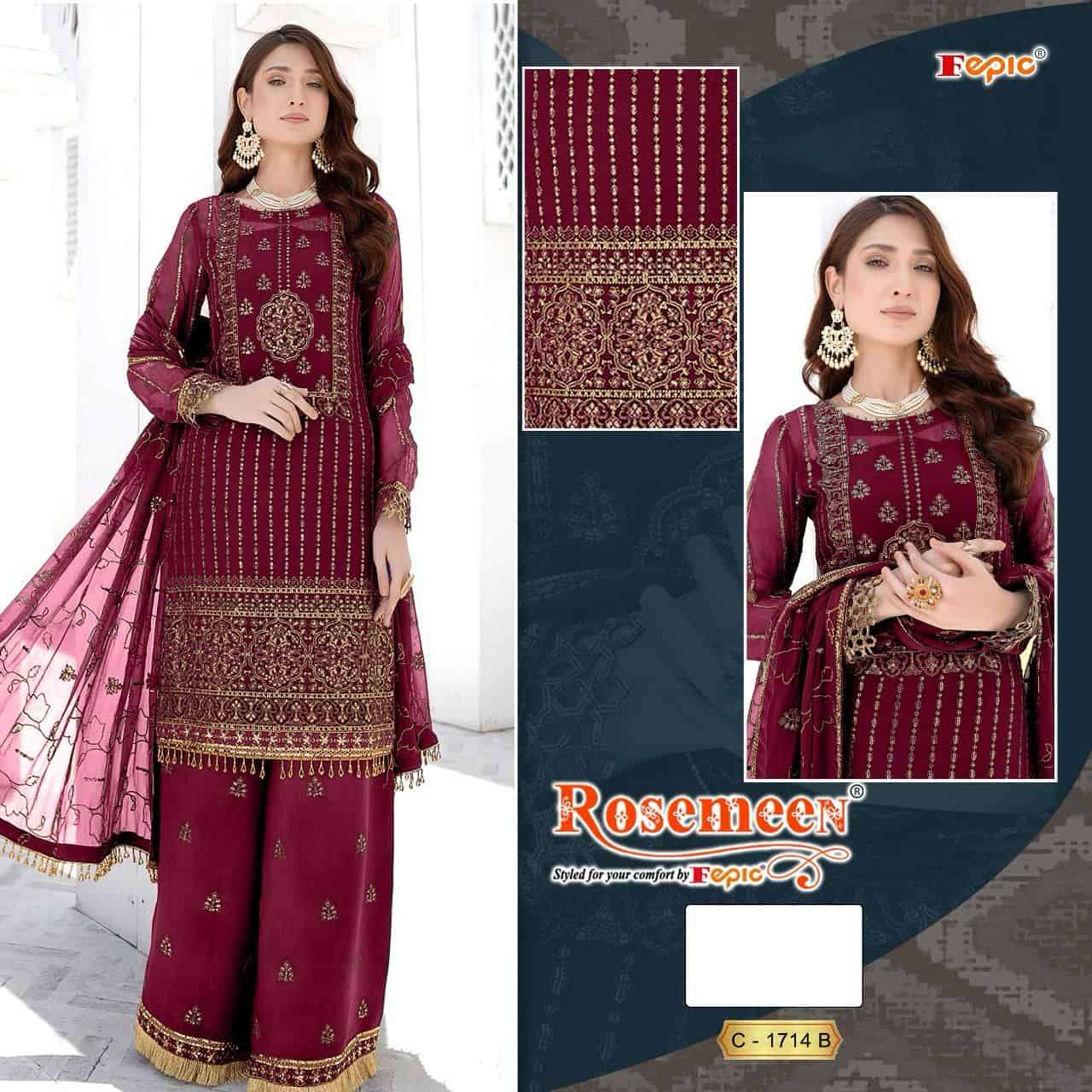 Fepic C 1714 B Fancy Embroidered Designer Pakistani Salwar Suit Ensemble
