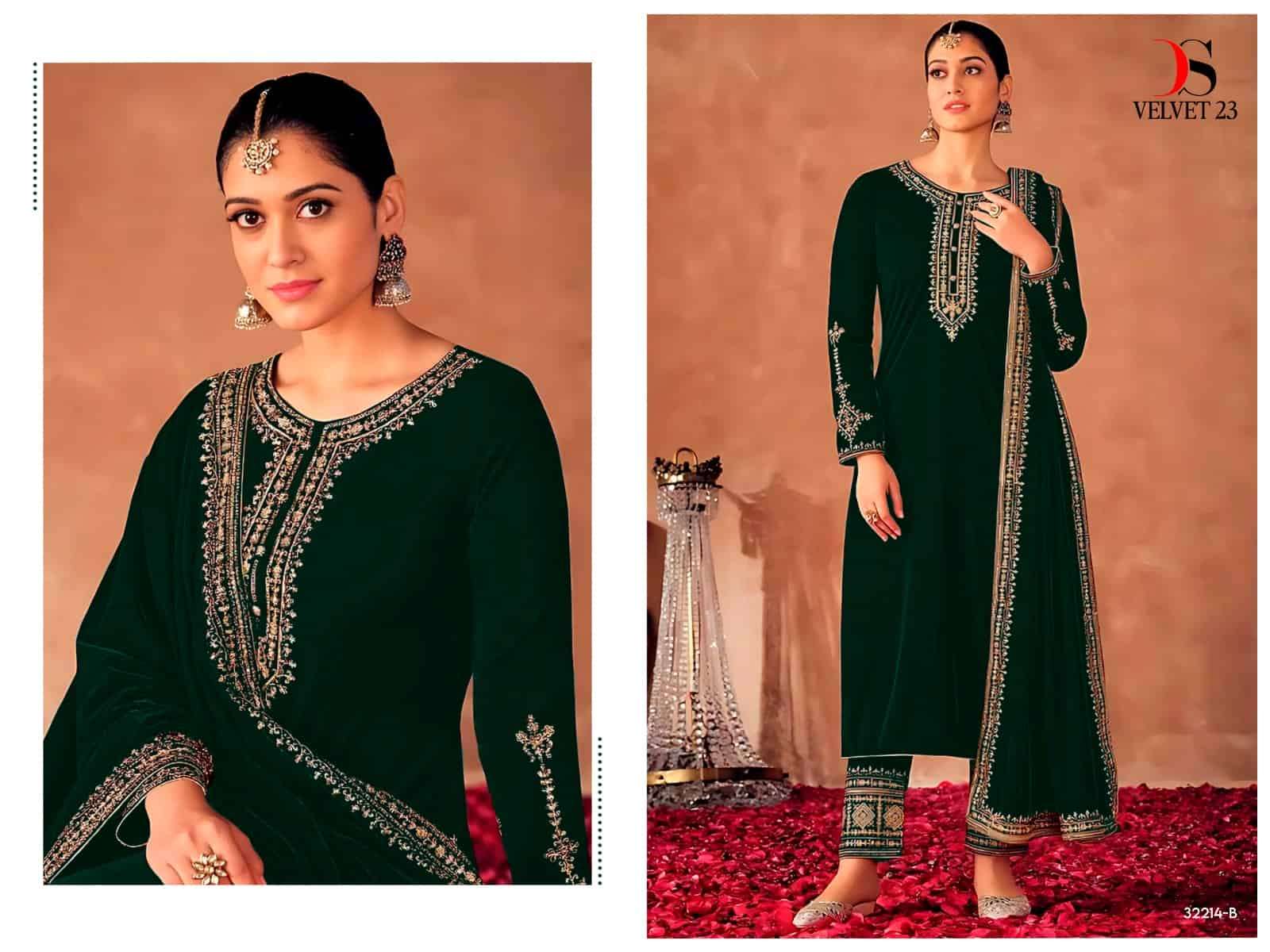 Deepsy 32214 B Party Wear Style Latest Designs Velvet Suit Collection