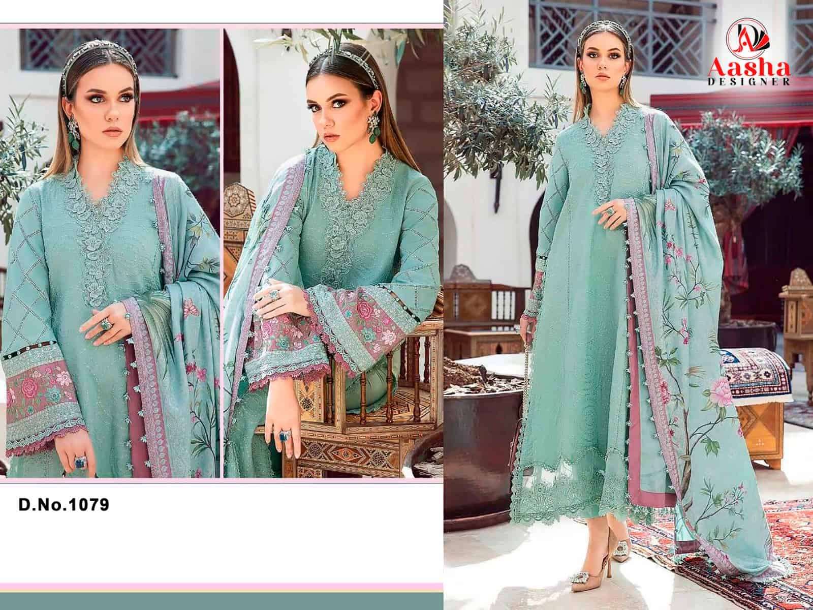 Aasha Designer 1079 Pakistani Designer Fancy Embroidered Dress Ensemble