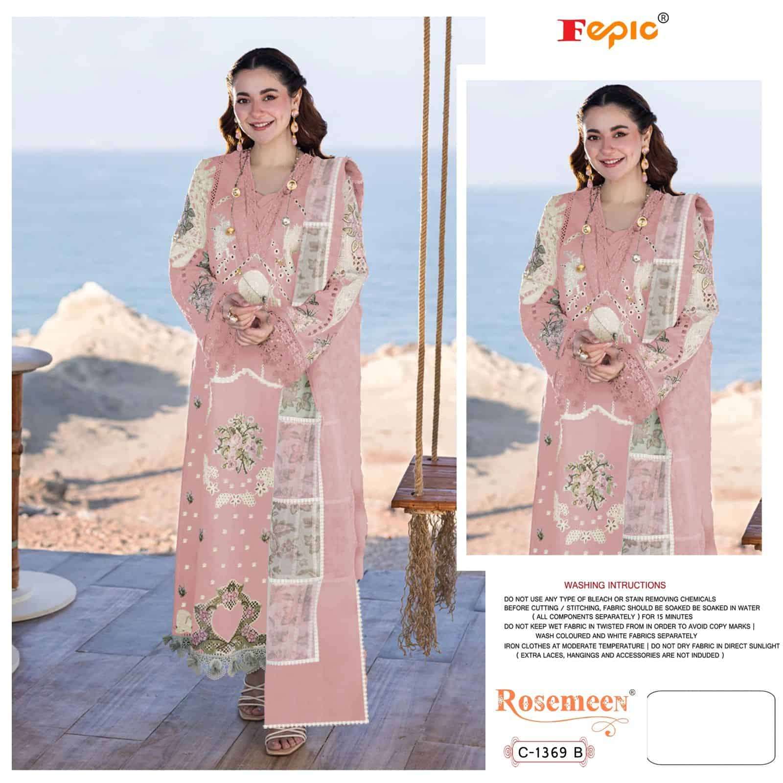 Fepic C 1369 Colors Unstitched Cotton Embroidered Dress Series