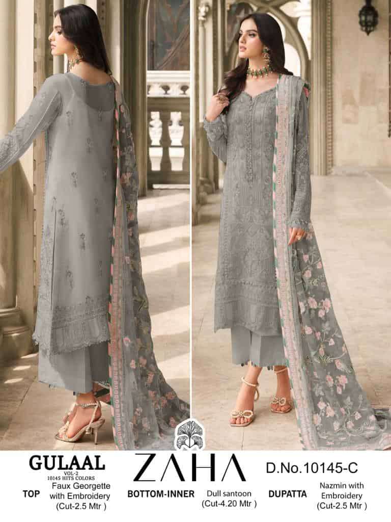 Zaha 10145-C Embroidered Pakistani Salwar Suit