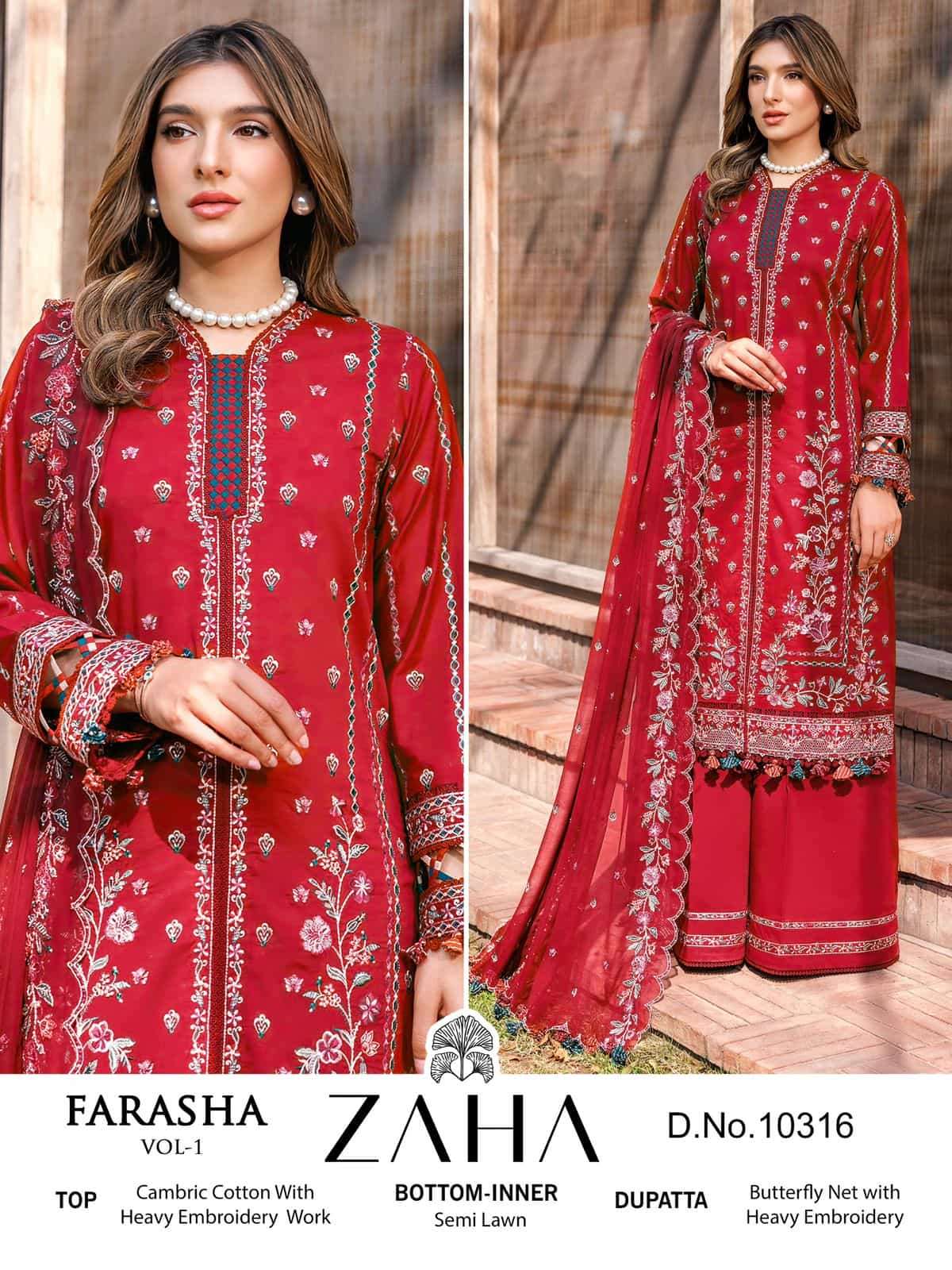 Zaha Farasha Vol-1 Pakistani Embroidered Suit