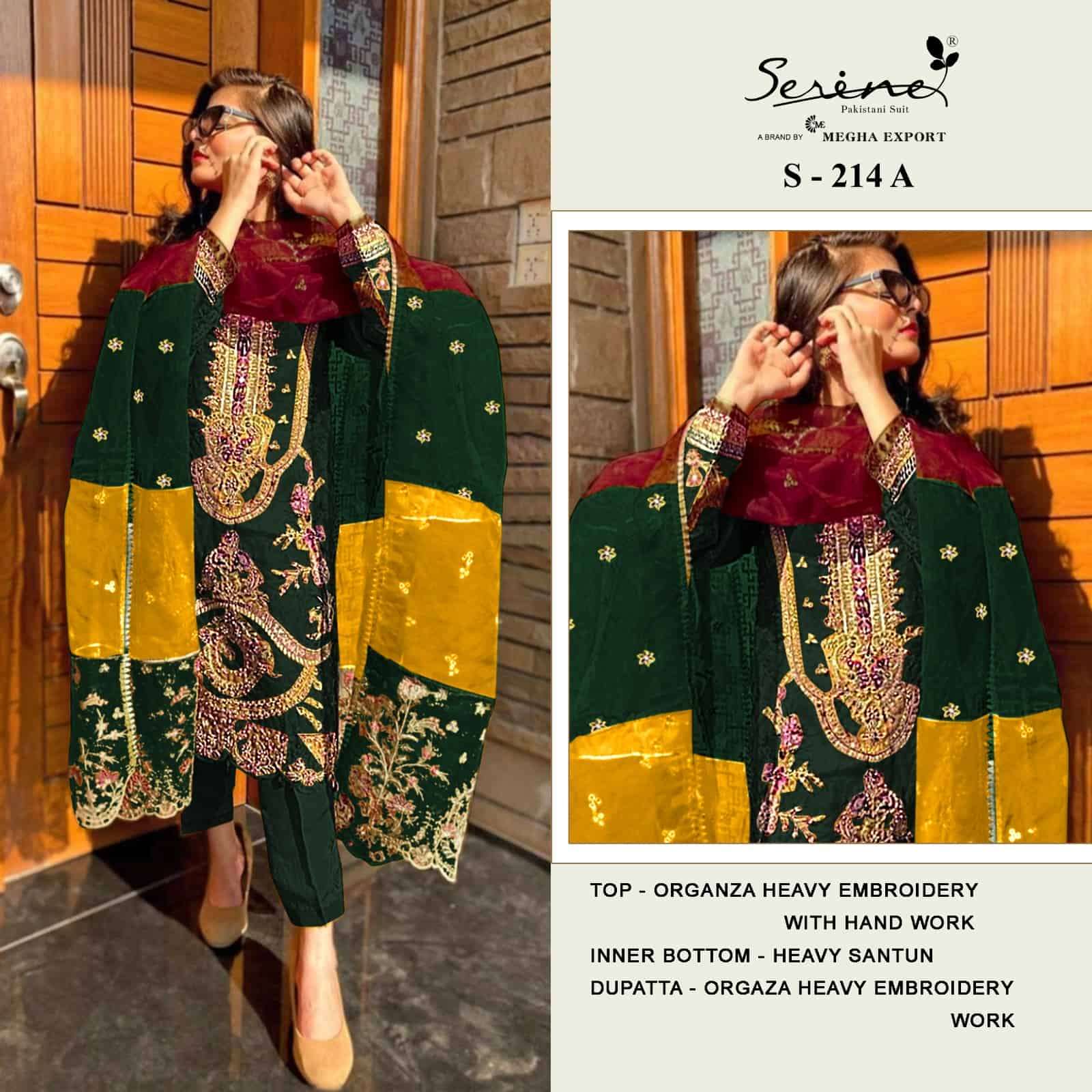 Megha Export S 214 Colors Pakistani Festive Wear Style Designer Embroidered Suit
