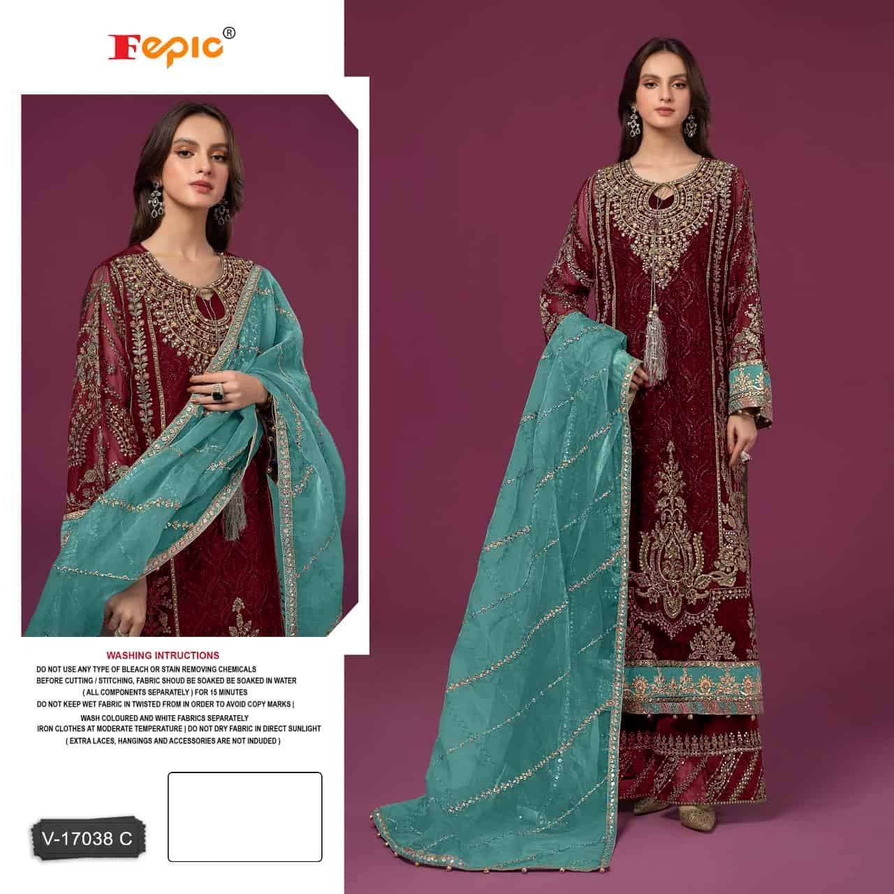 Fepic V 17038 C Exclusive Latest Embroidered Designer Velvet Suit Collection