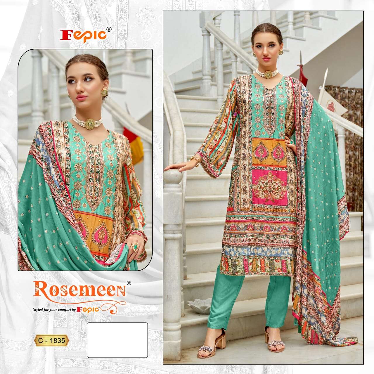 Fepic C 1835 Fancy Printed Designer Pakistani Salwar Suit Exporter