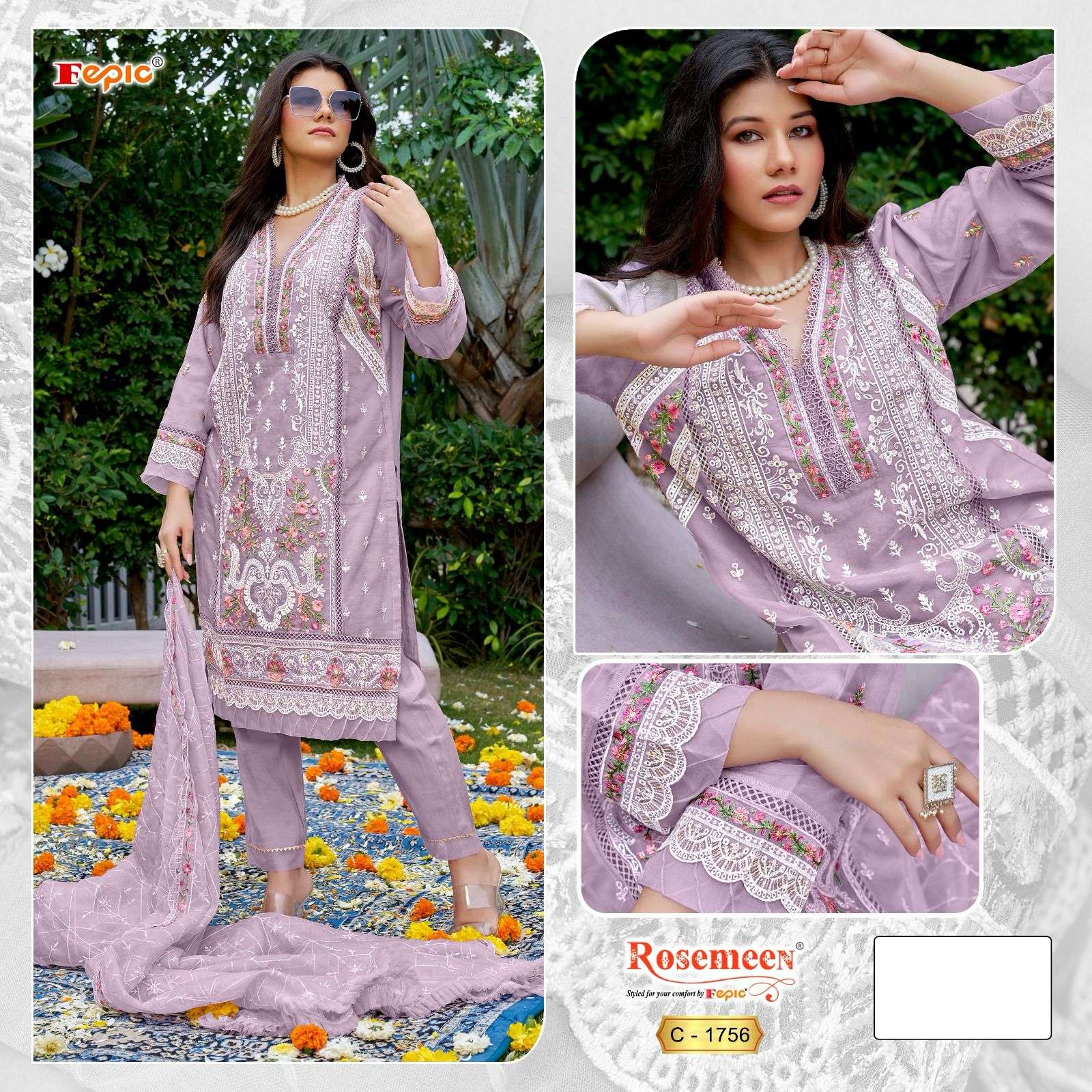 Fepic C 1756 Colors Heavy Embroidered Pakistani Suit Exporters