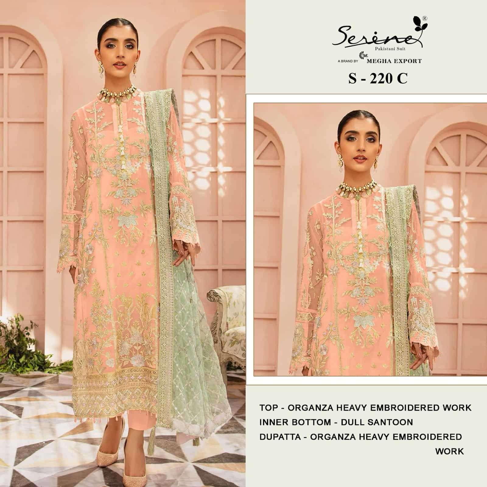 Serine Heavy Embroidered Organza Pakistani Suit