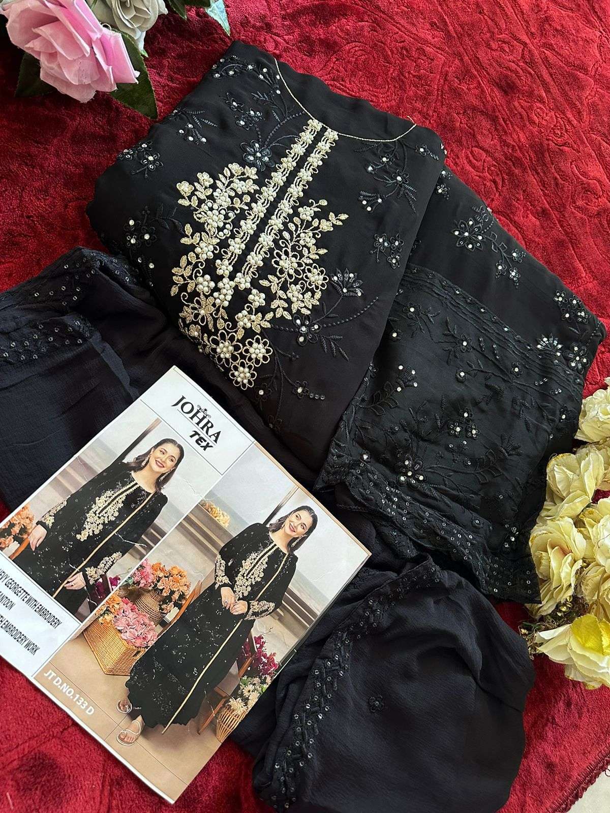 Johra Tex 133 D Designer style Pakistani Embroidered Suit Ensemble