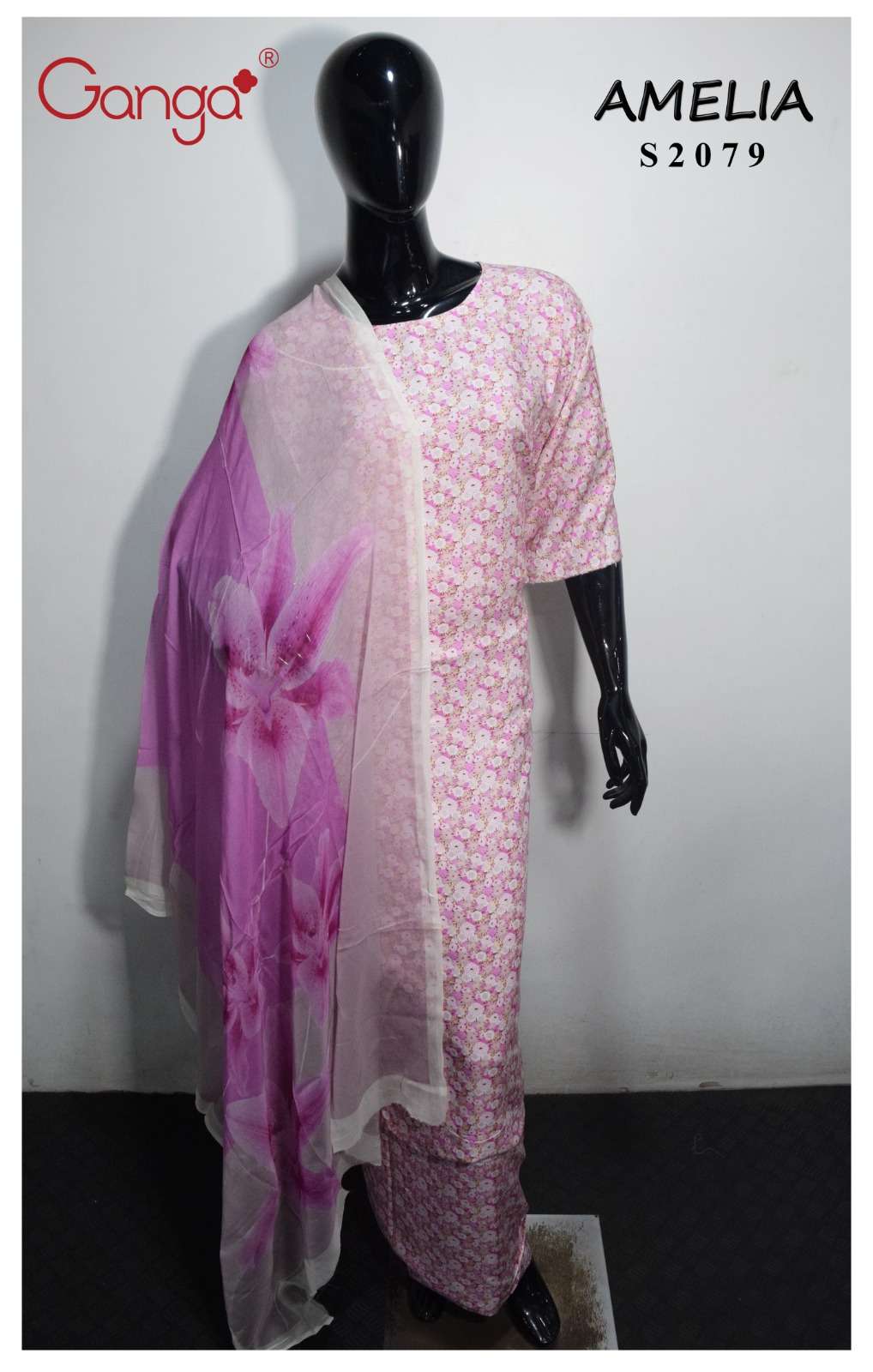 Ganga Amelia 2079 Pure Pashmina Digital Printed Suit