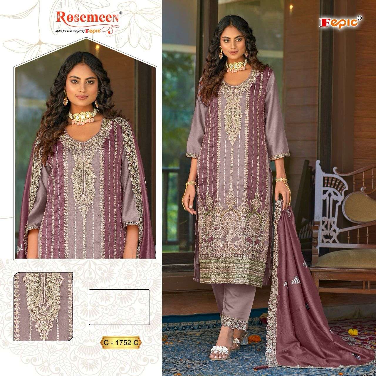 Fepic C 1752 Colors Designer Work Pakistani Suit Festive Collection