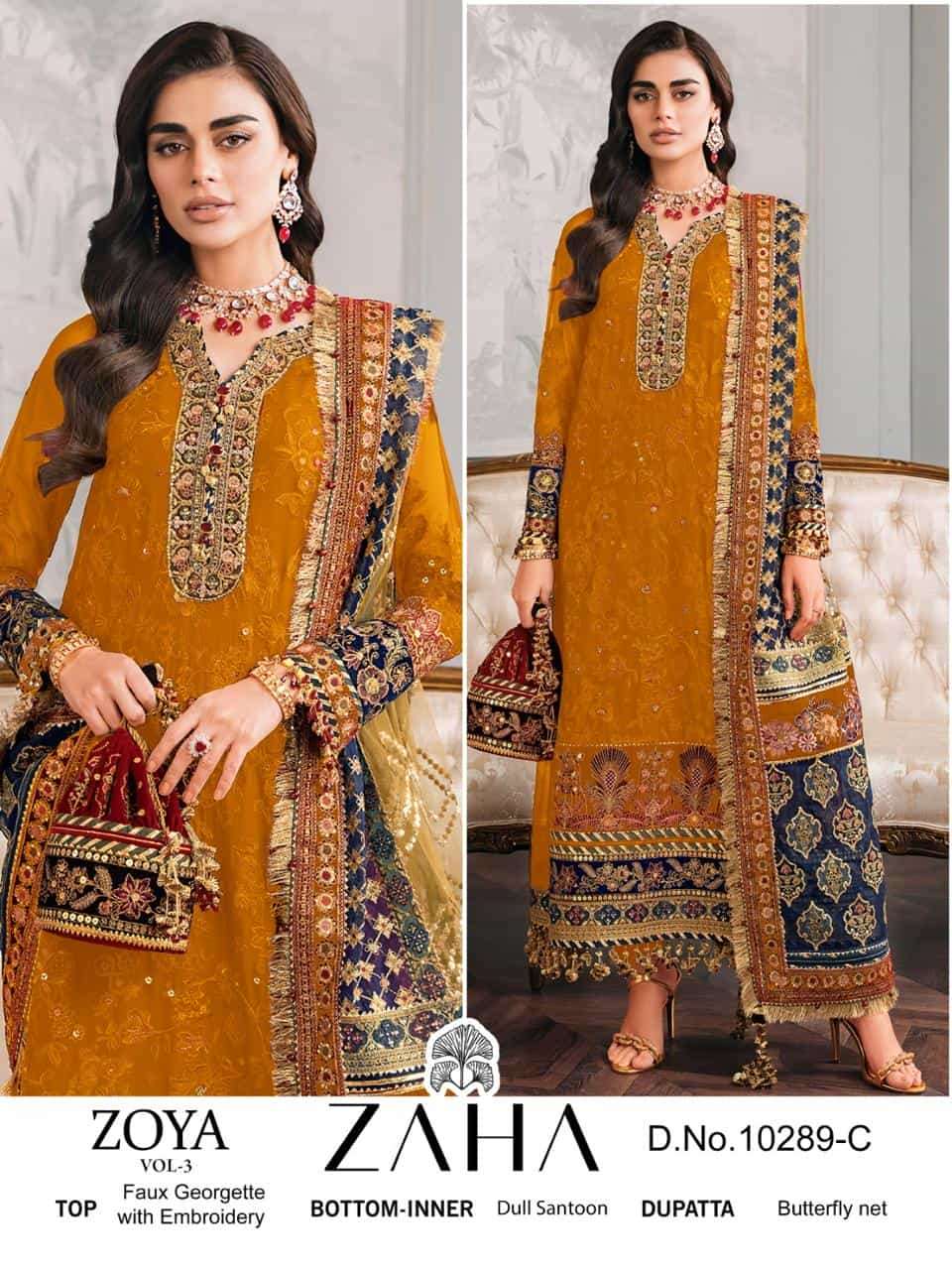Zaha 10289 C Exclusive Heavy Designer Pakistani Georgette Suit Collection