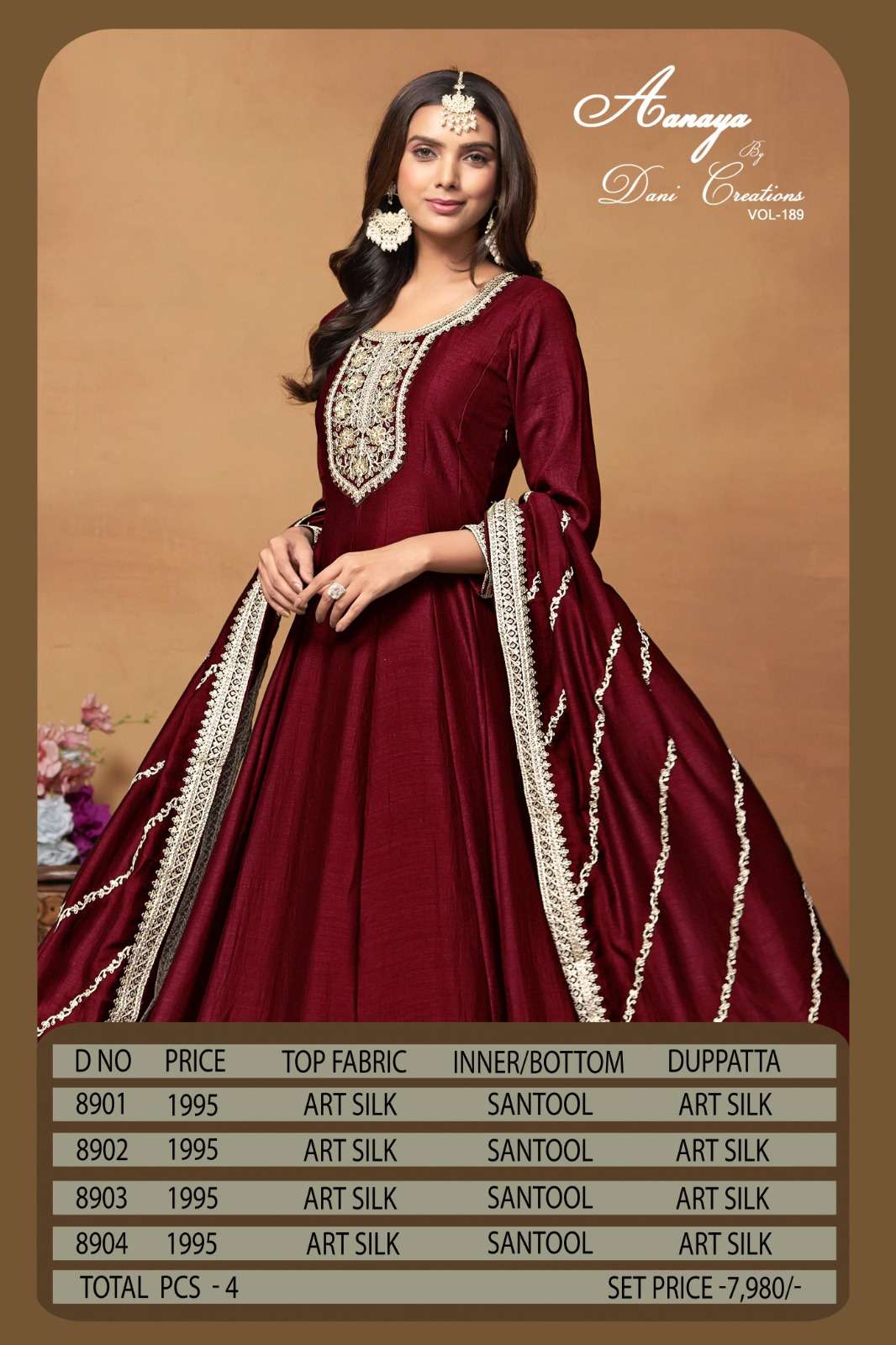 Aanaya Vol 189 8901 To 8904 Fancy Arts Silk Designer Dress