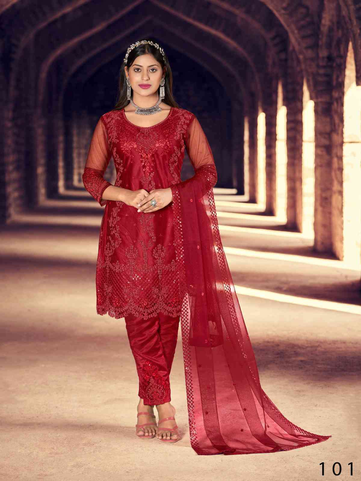 Alfaaz Naimat 101 To 106 Heavy Net Party Wear Suit