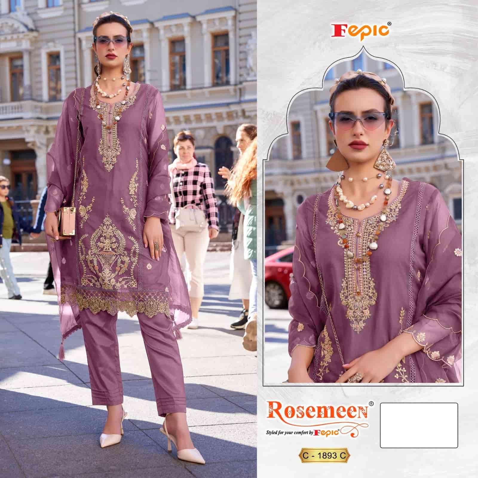 Fepic C 1893 C Pakistani Style Organza Embroidered Suit