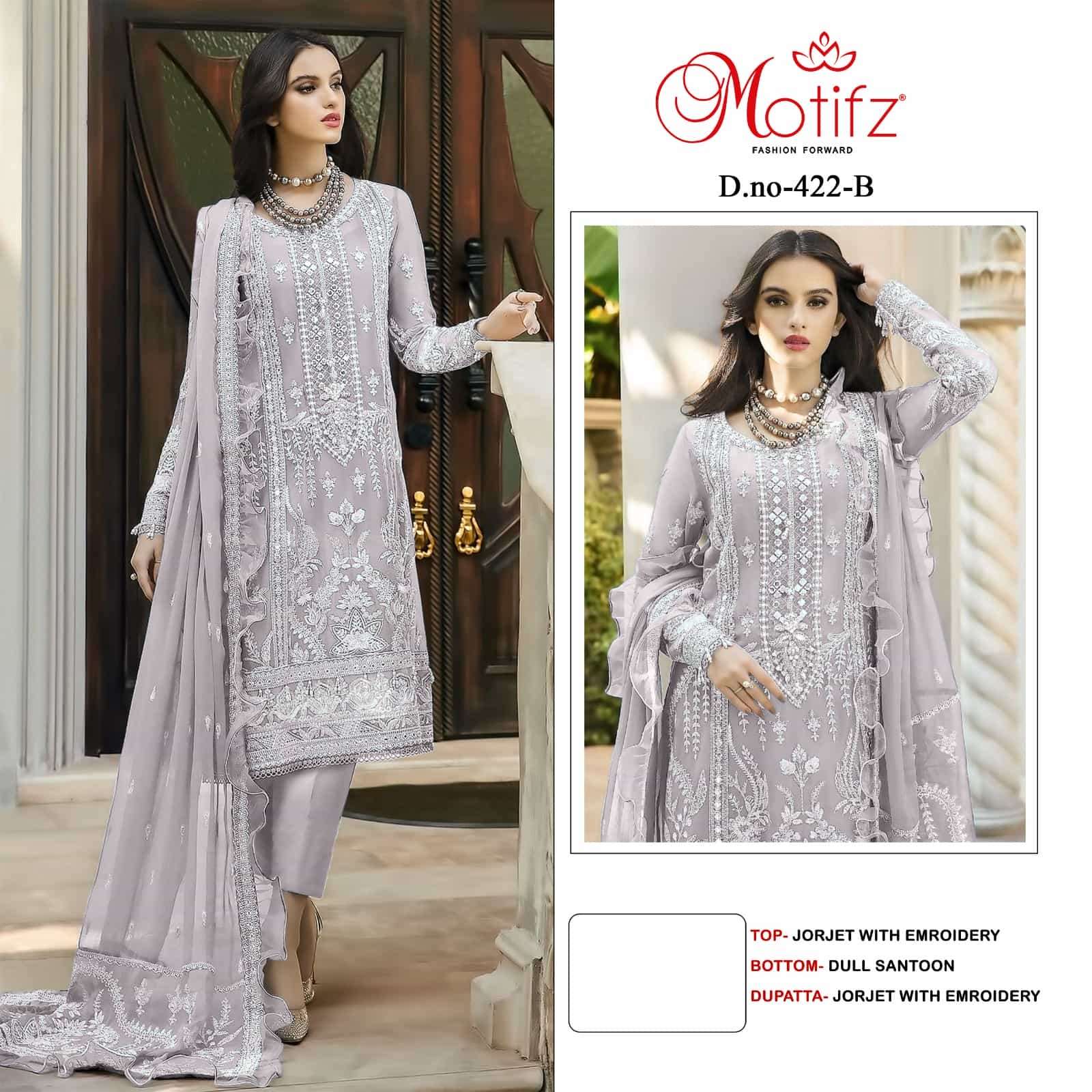 Motifz 422 Colors Party Wear Style Designer Pakistani Salwar Suit Wholesalers