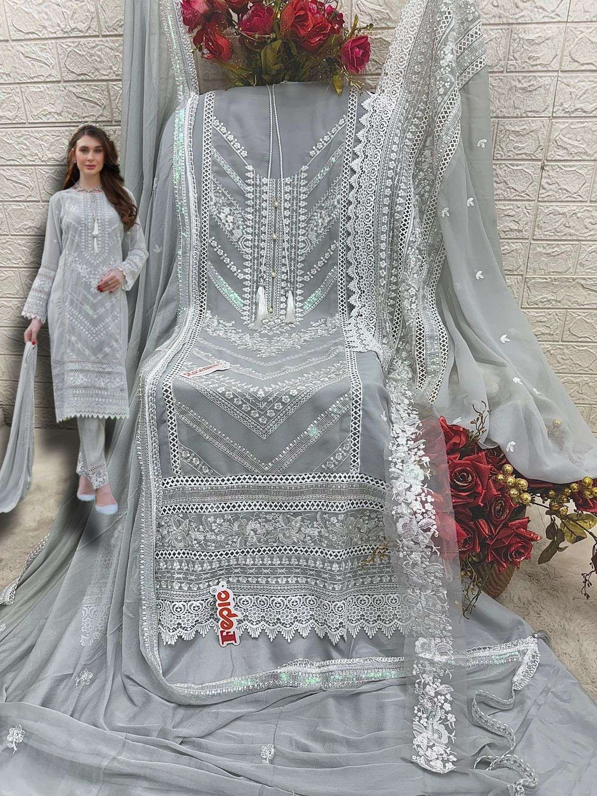 Fepic C 1801 Colors Fancy Embroidered Georgette Pakistani Suit