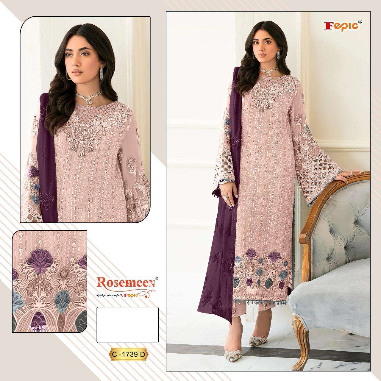 Fepic C 1739 Pakistani Style Designer Georgette Suit Ensemble