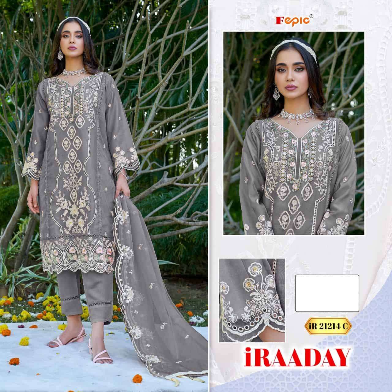 Fepic IR 21214 C Organza Embroidered Designer Salwar Suit Ensemble