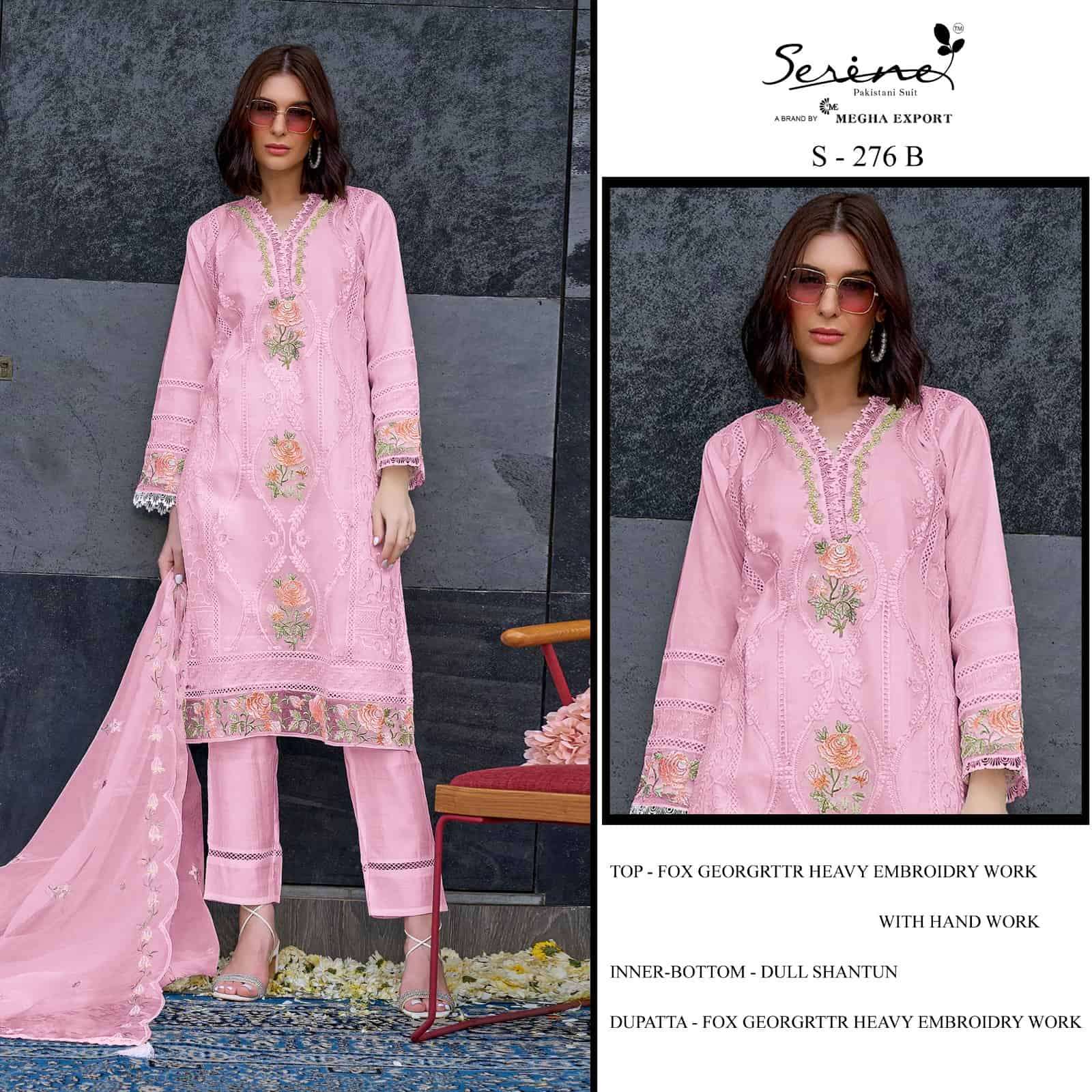 Megha Export S 276 Colors Pakistani Embroidered Georgette Salwar Suit Ensemble