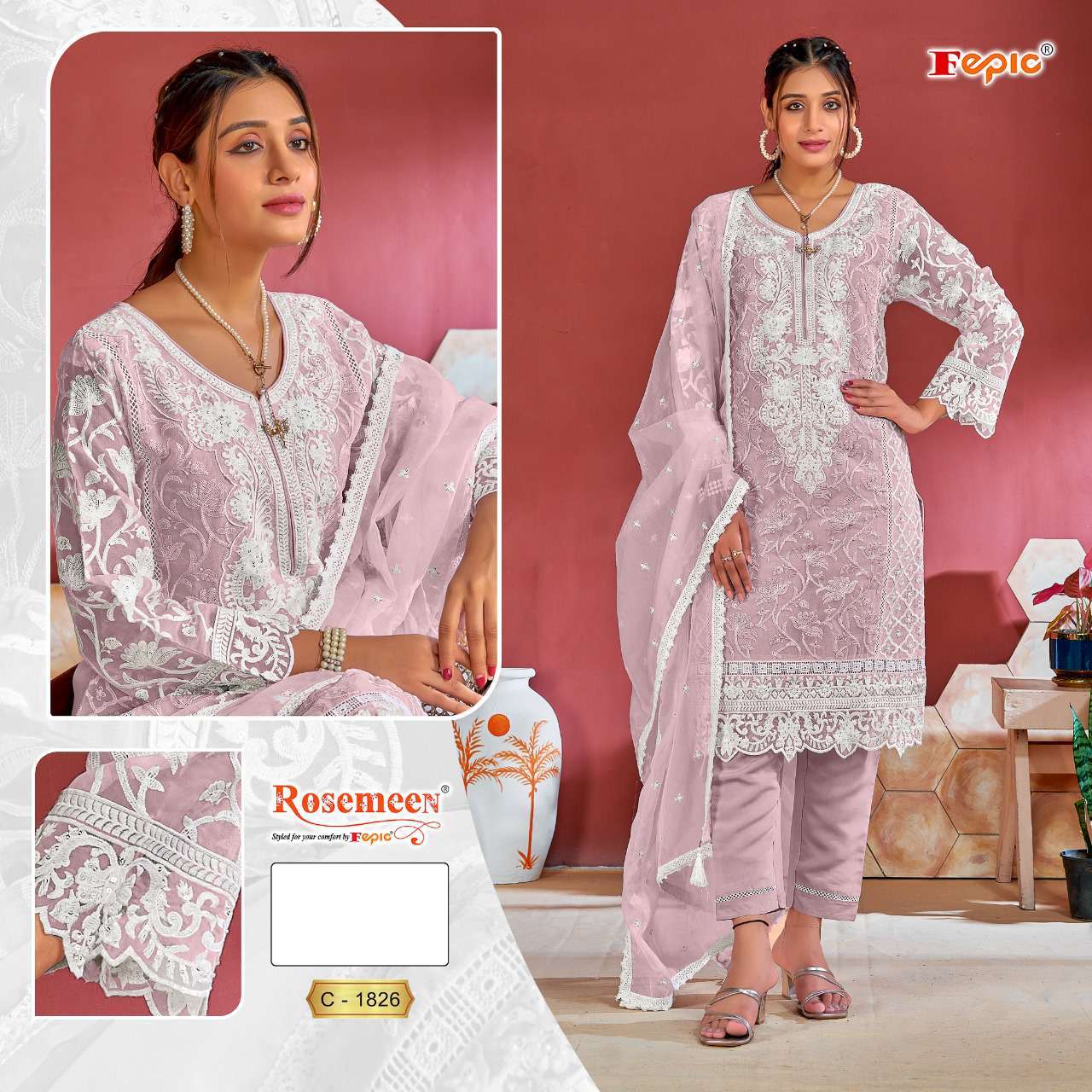 Fepic C 1826 Colors Heavy Embroidered Pakistani Suit Exporter