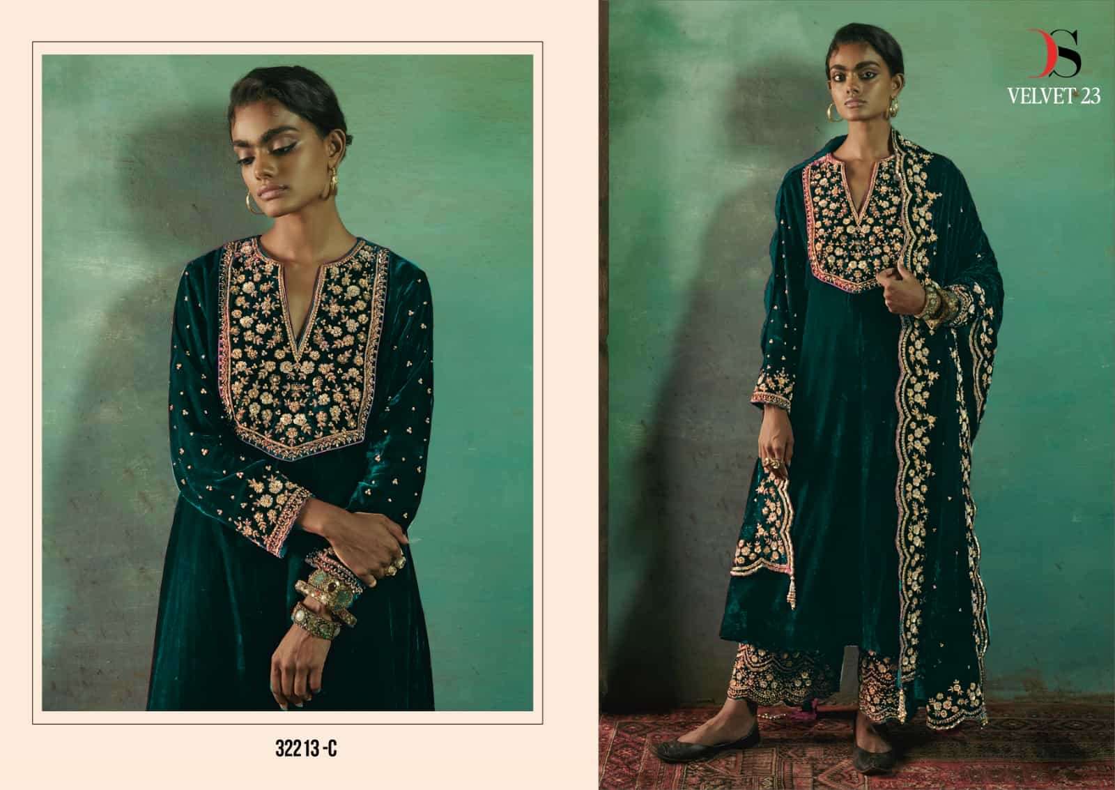 Deepsy Velvet 23 Designer Work Velvet Festive Wear Salwar Suit Wholesalers