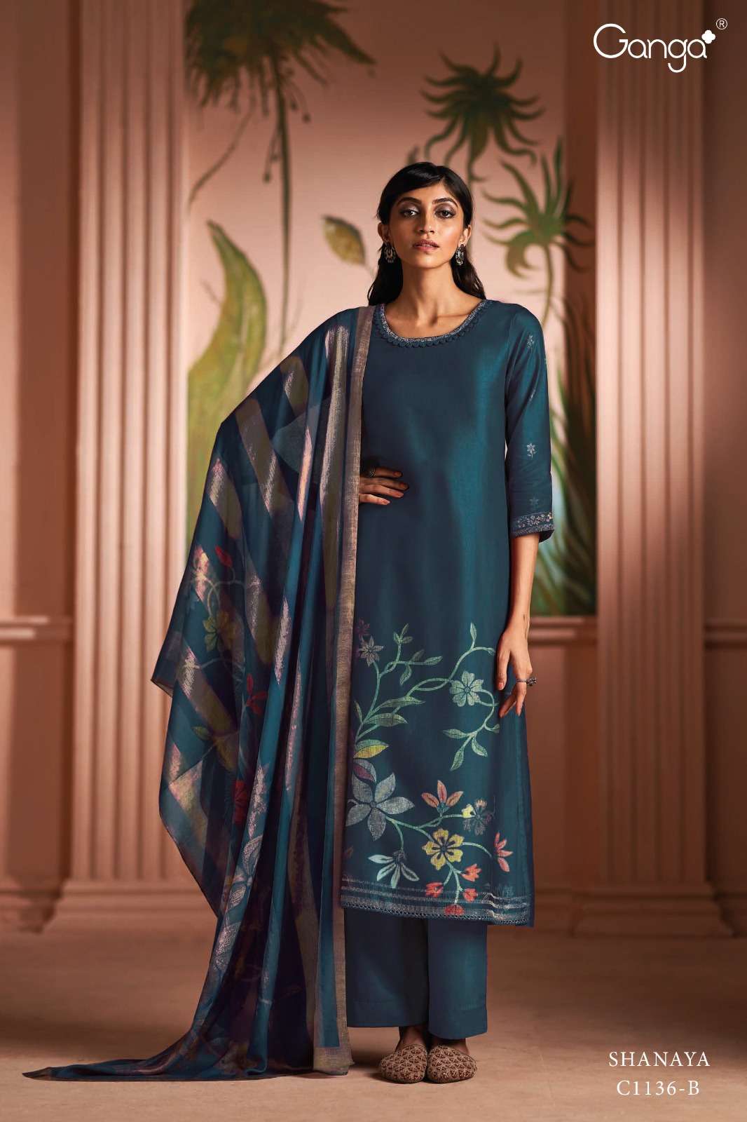 Ganga Shanaya 1136 Blue Fancy Silk Suit