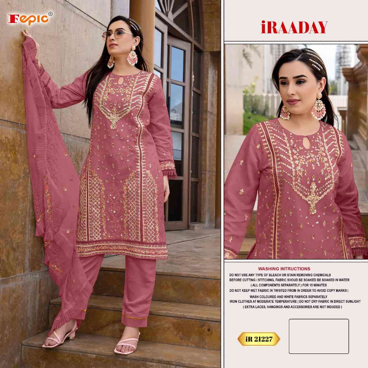 Fepic IR 21227 Colors Pakistani Style Designer Organza Suit Wholesalers