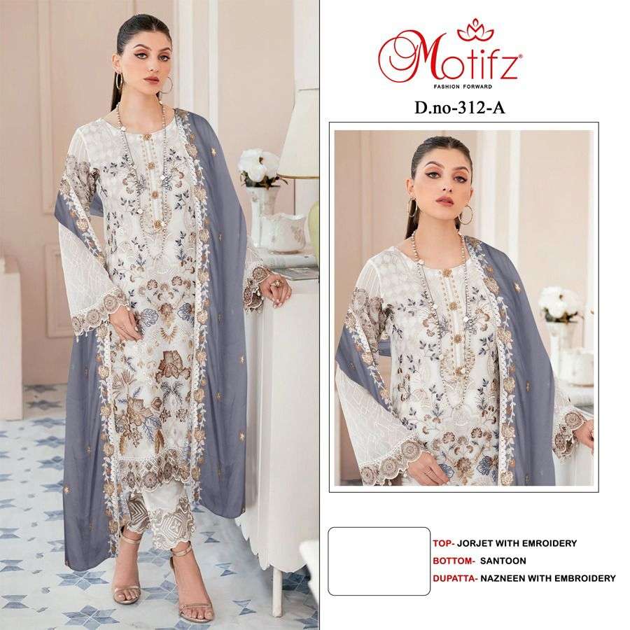 Motifz 312 Colors Pakistani Fancy Designer Style Salwar Suit Wholesalers