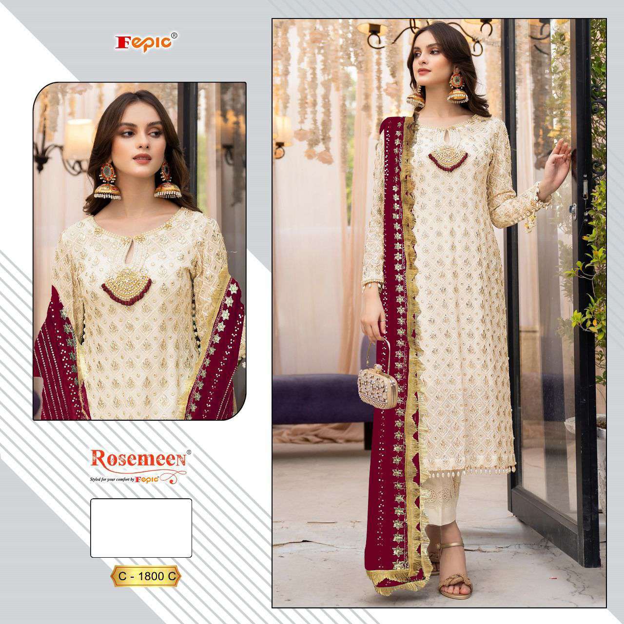 Fepic Rosemeen Embroidered Georgette Suit