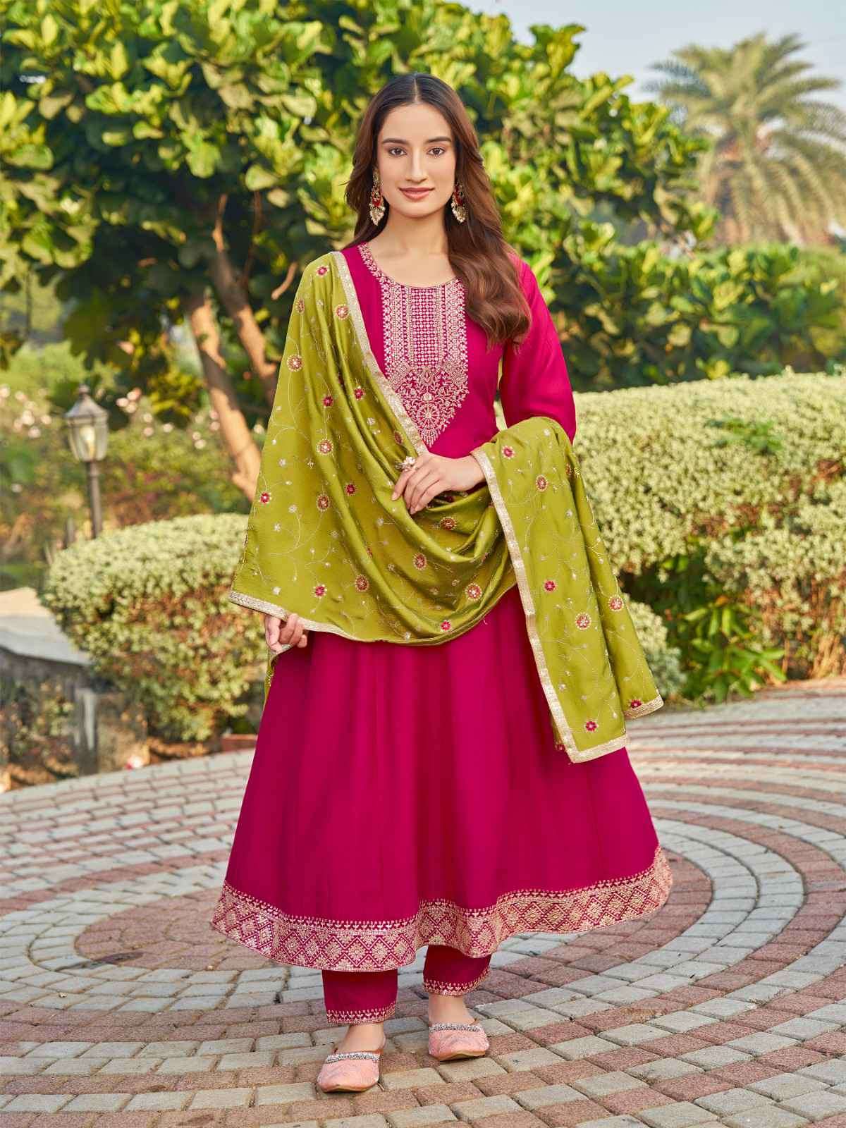 Aanchi Badra Fancy Silk Readymade Flair Suit Catalog Exporters