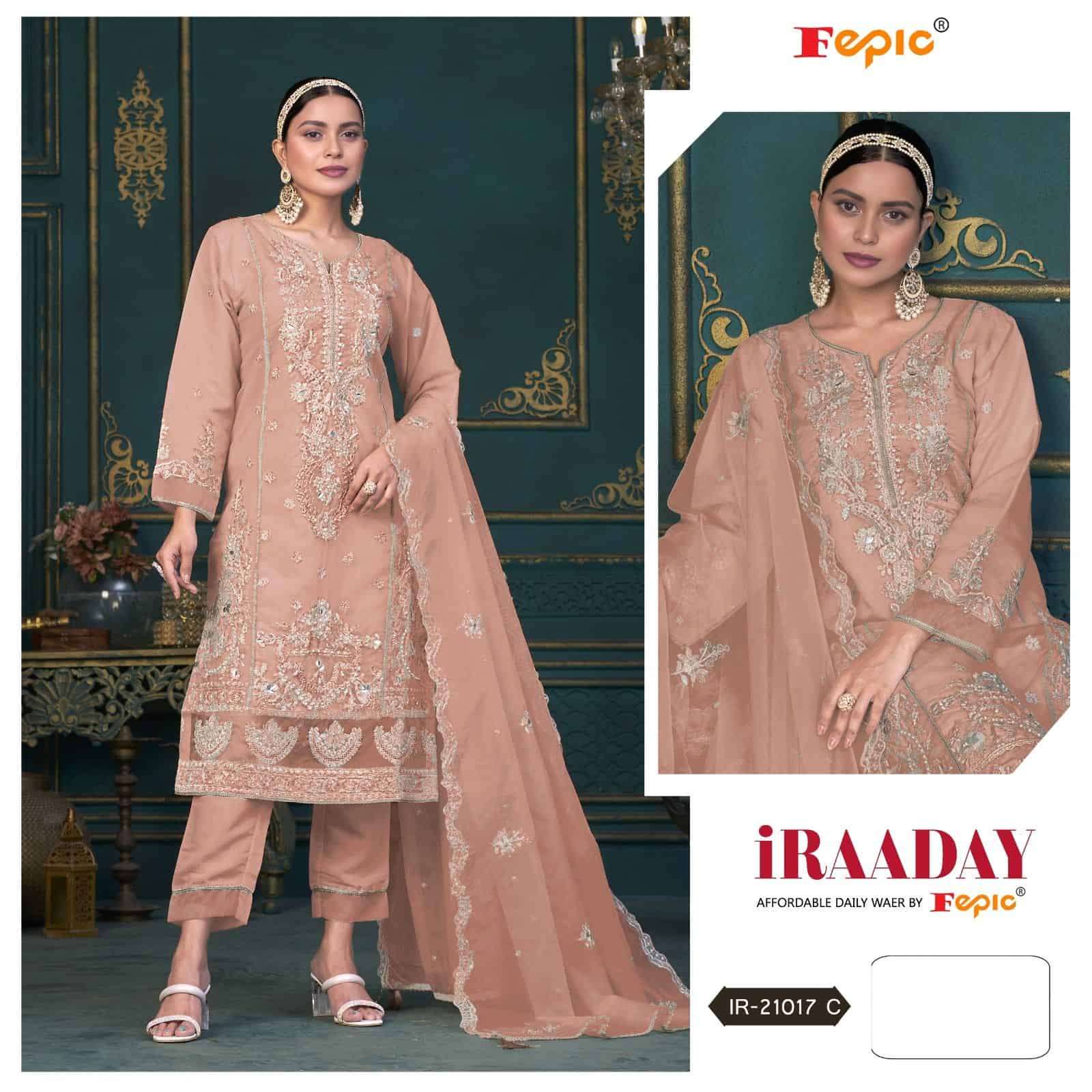 Fepic IR 21017 C Festive Wear Style Designer Organza Embroidered Dress