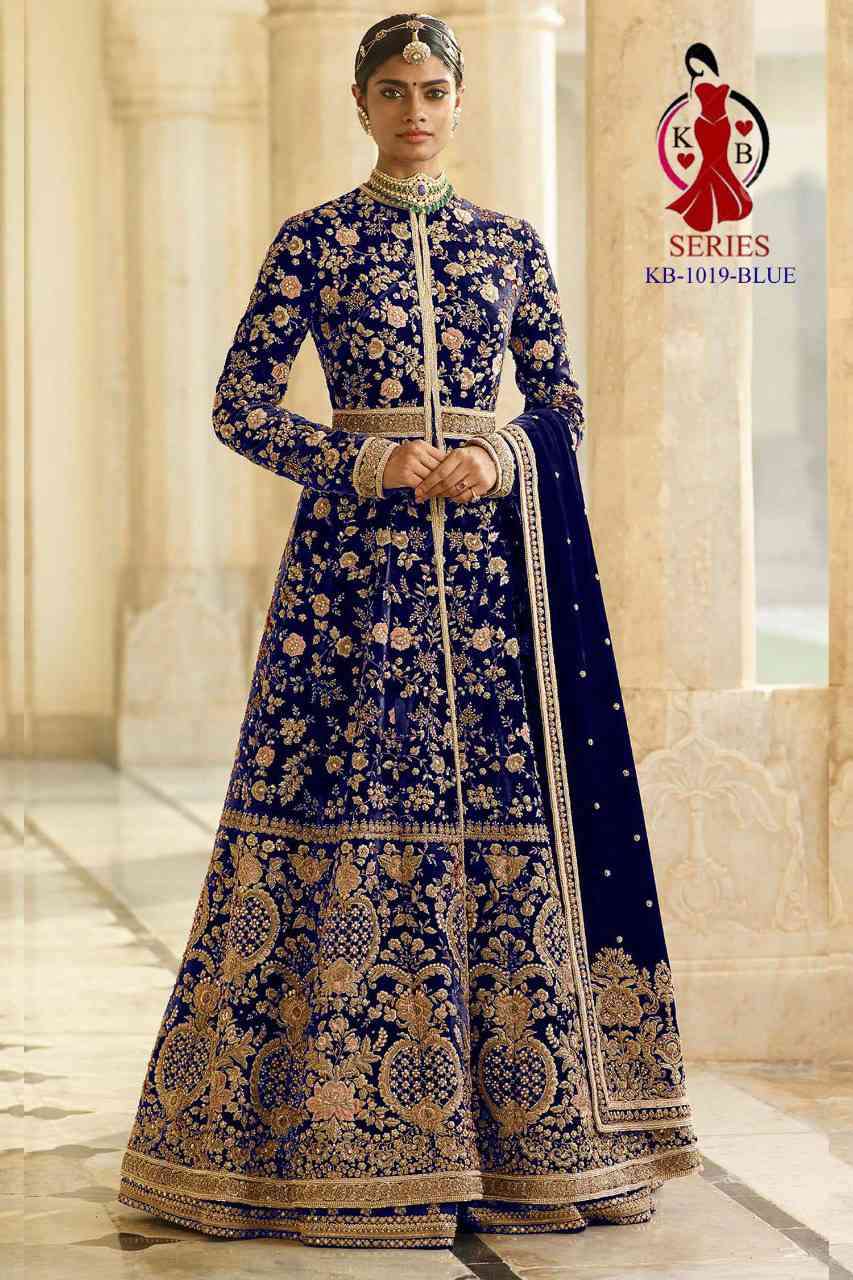 KB Series 1019 Colors Partywear Velvet Designer Indo Western Anarkali Dress