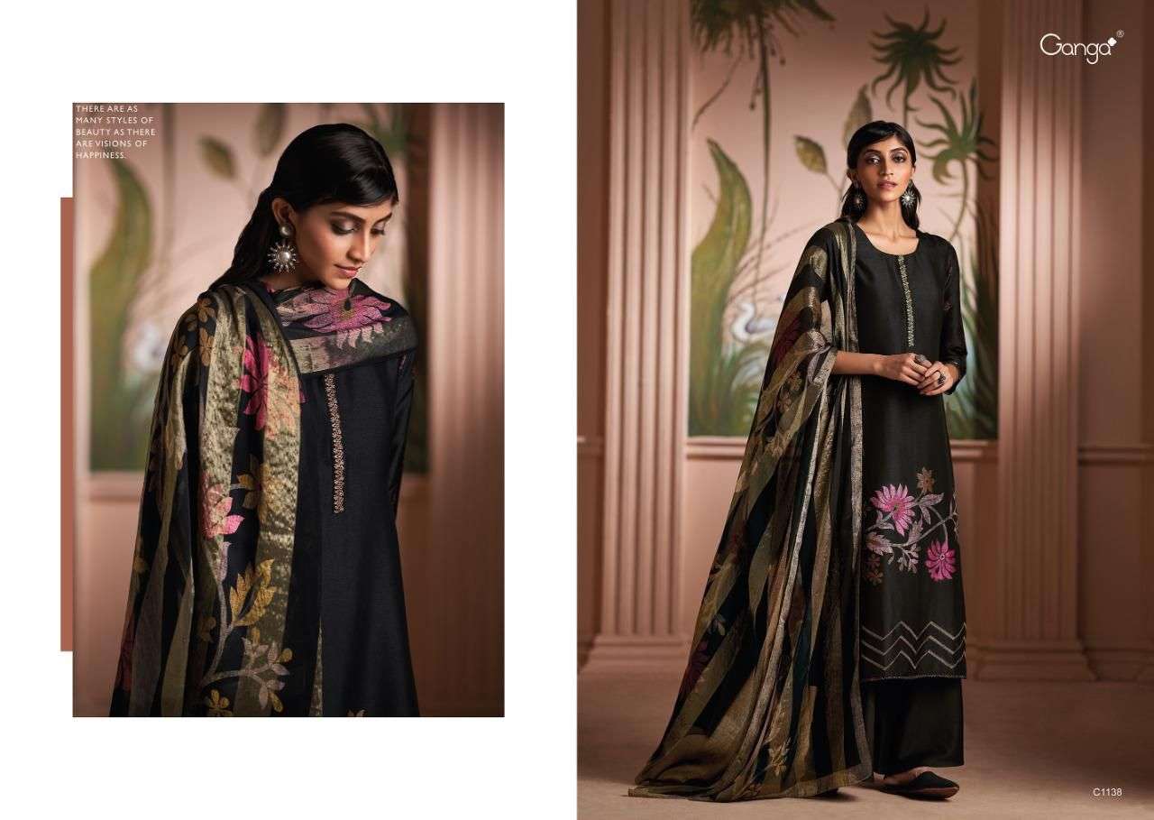 Ganga Shanaya 1138 Fancy Silk Exclusive Black Designs Suit Collection