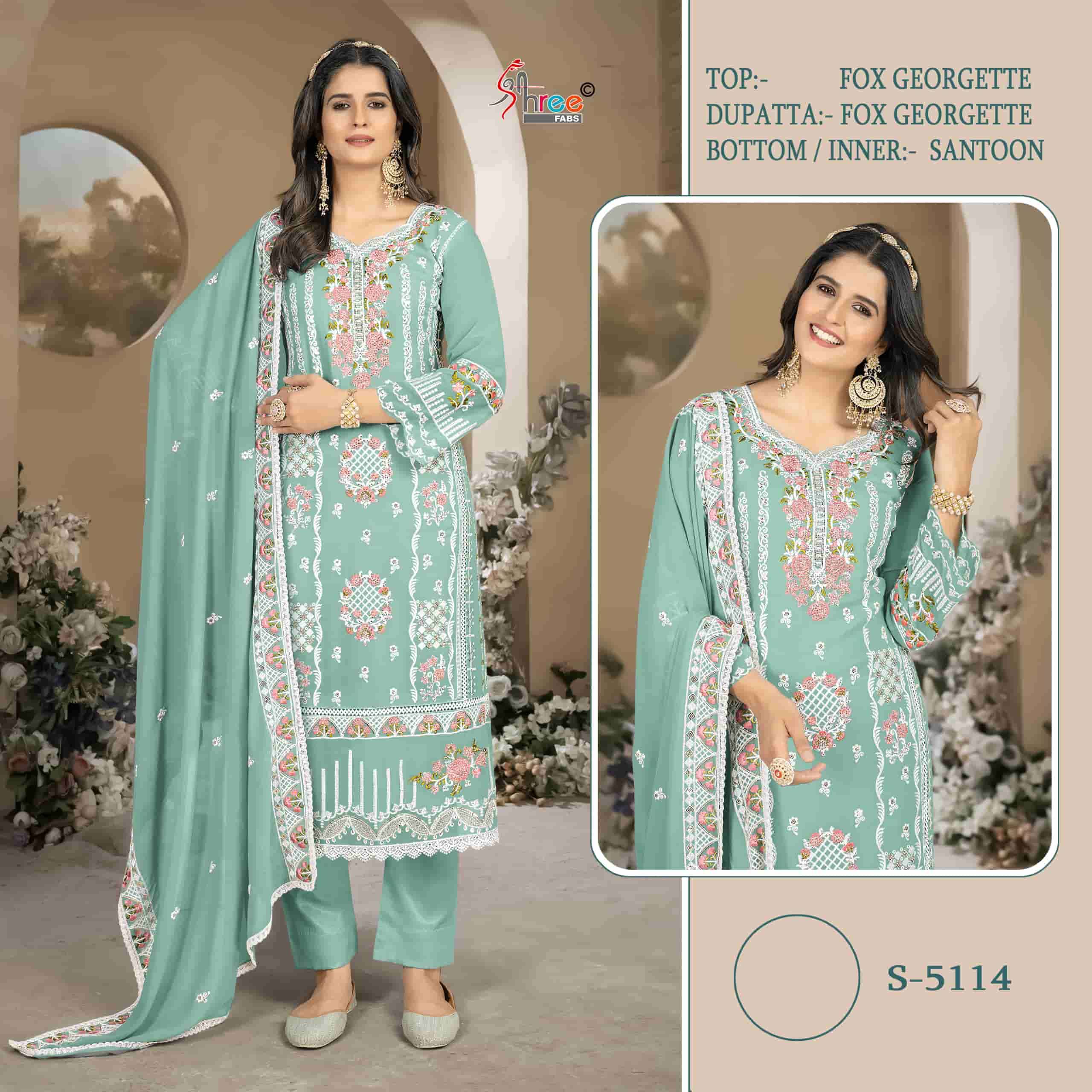 Shree Fabs S 5114 Pakistani Style Designer Georgette Embroidered Suit Exporter