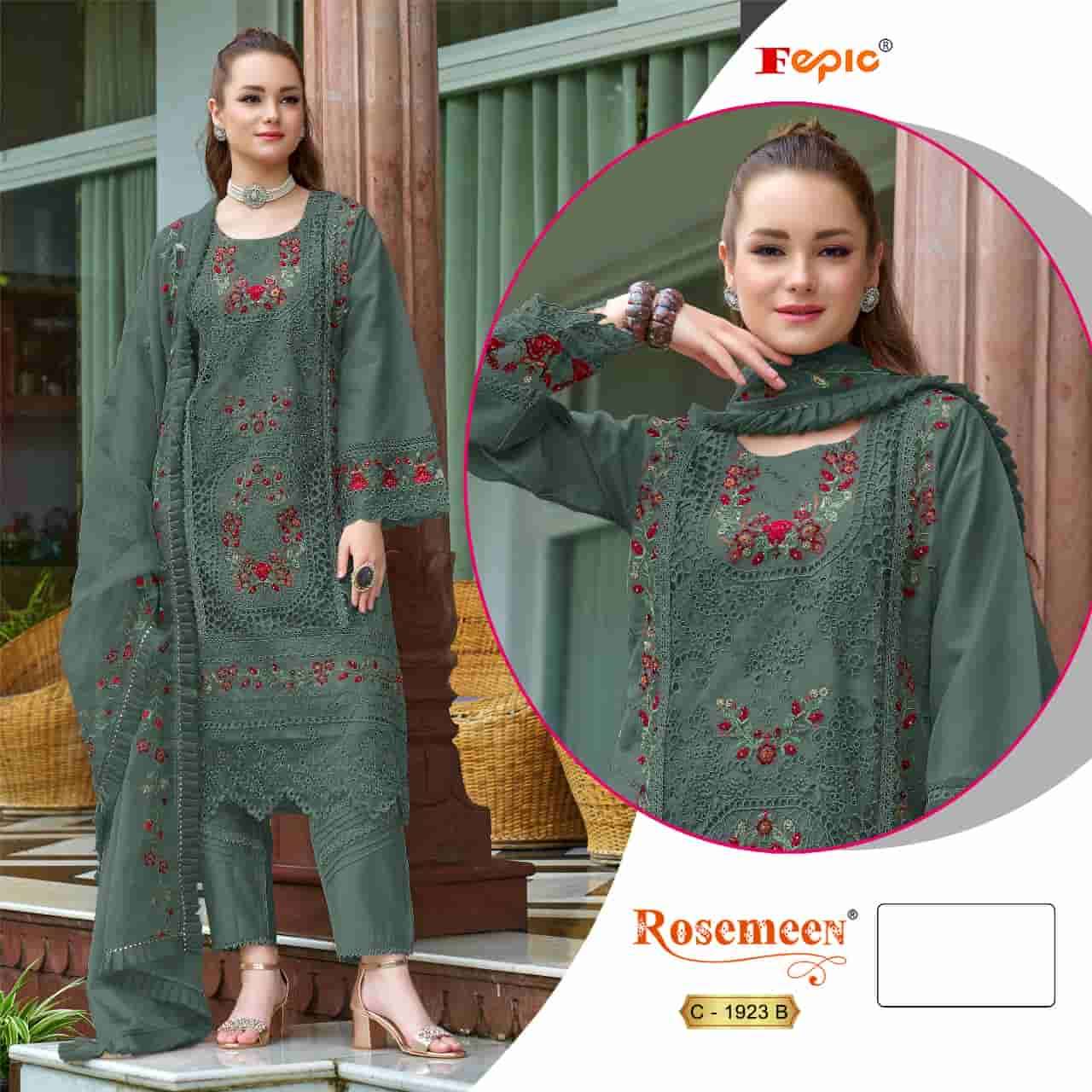 Fepic C 1923 B Latest Designer Style Pakistani Organza Suit Ensemble