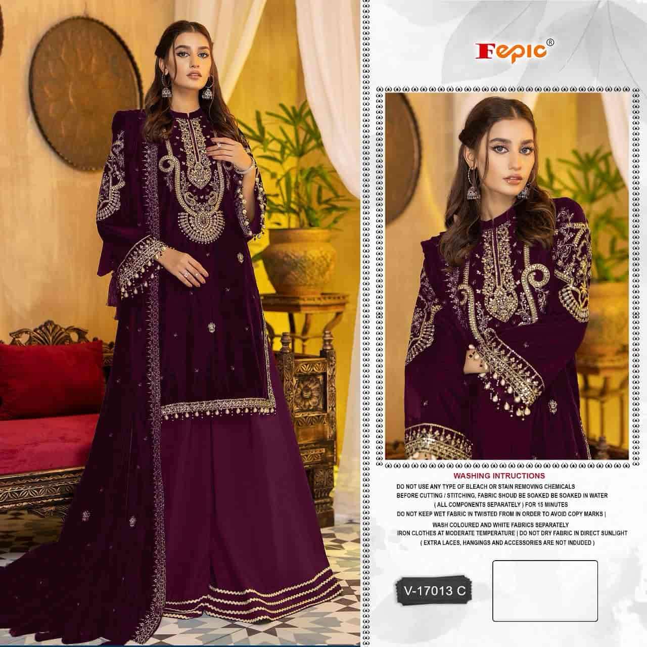 Fepic V 17013 C Pakistani Latest Palazzo Style Velvet Salwar Suit Exporter